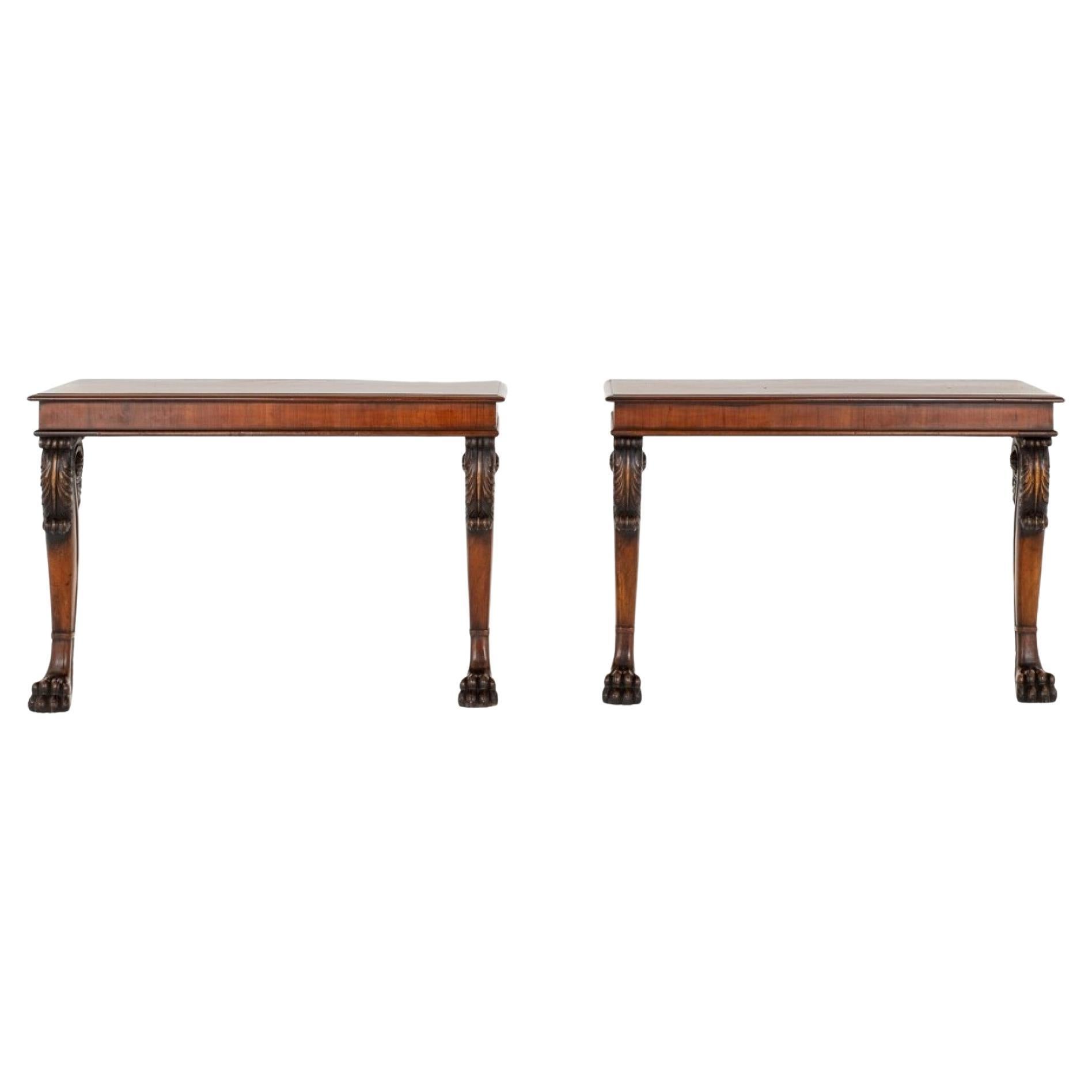 Pair Georgian Console Tables Mahogany Revival For Sale