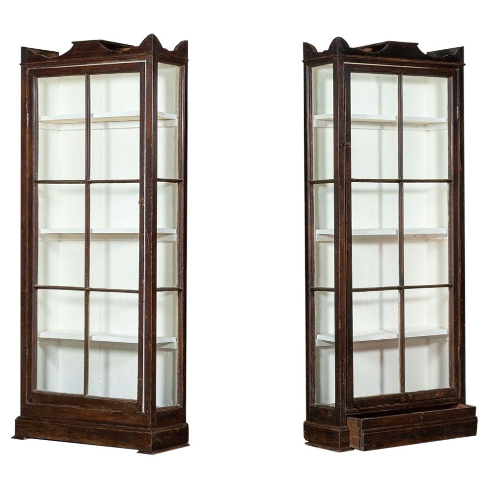 Pair Georgian English Glazed Pine Gun Cupboards