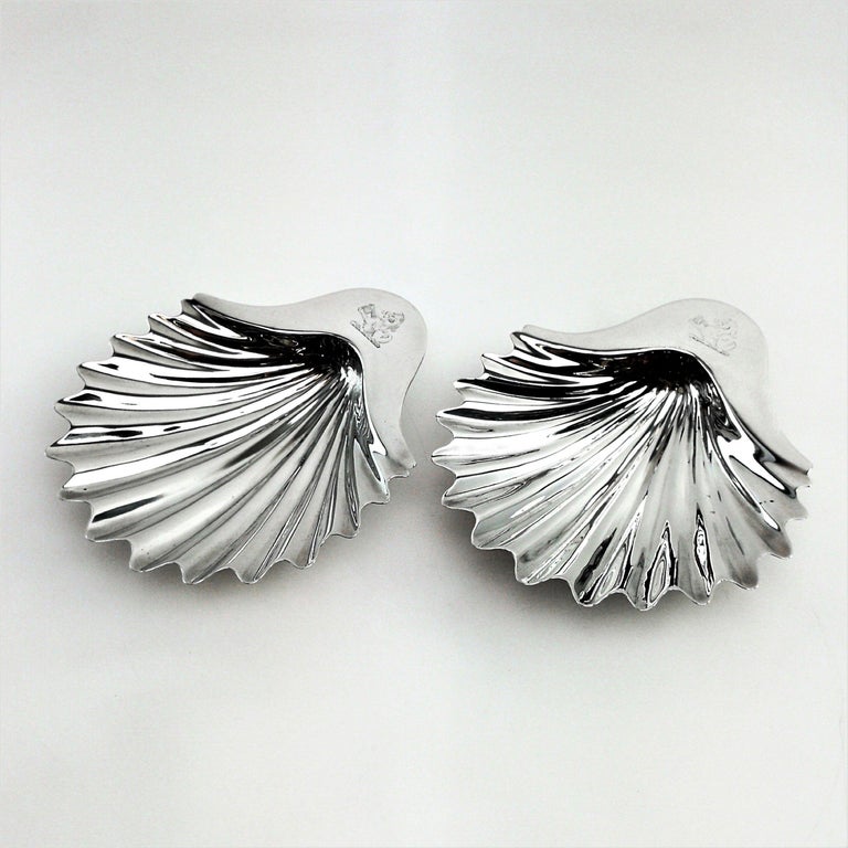 Pair of Georgian George III Antique Silver Shell Butter Dishes London ...
