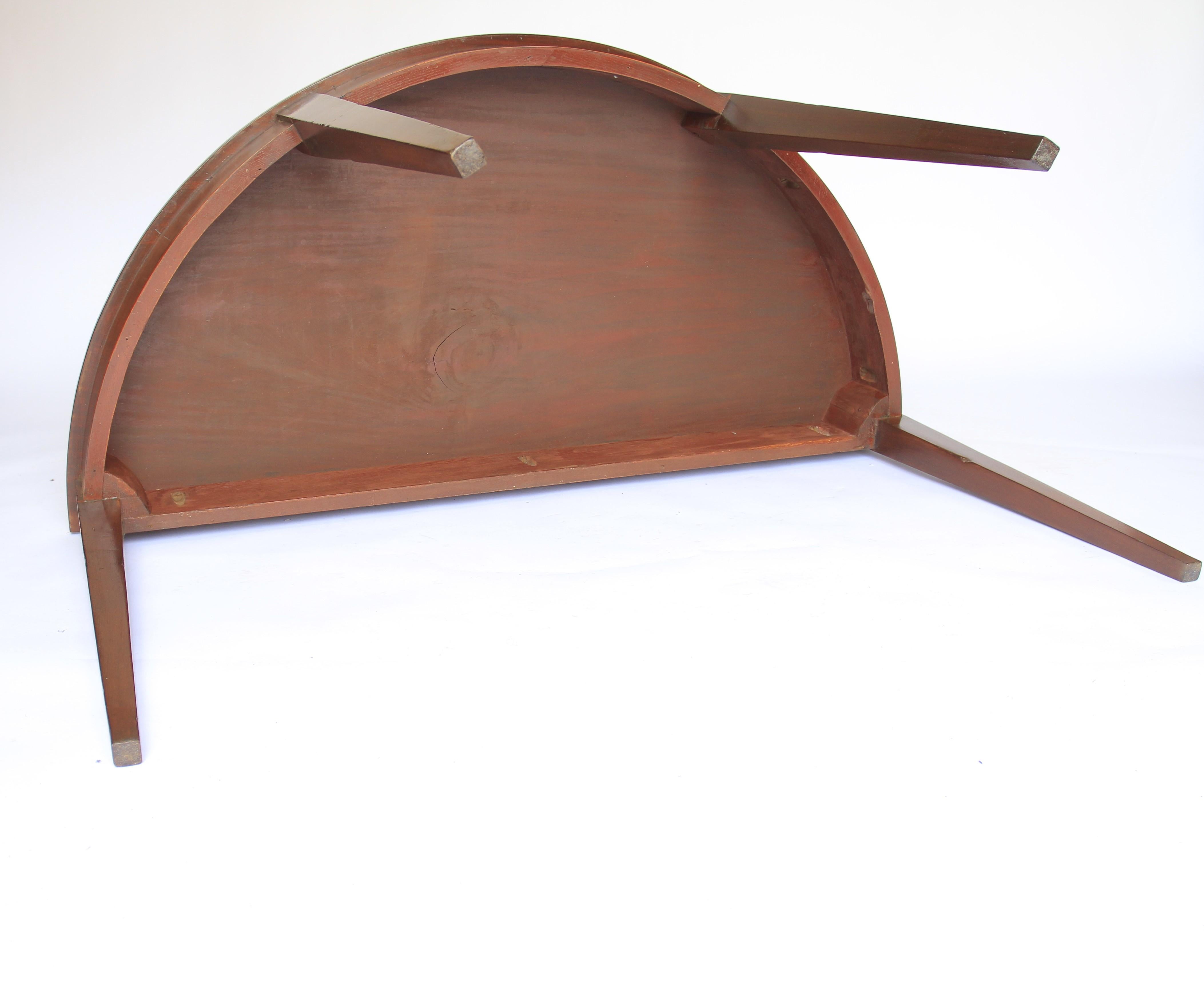 British Pair Georgian Mahogany  Demi Lune Console tables For Sale