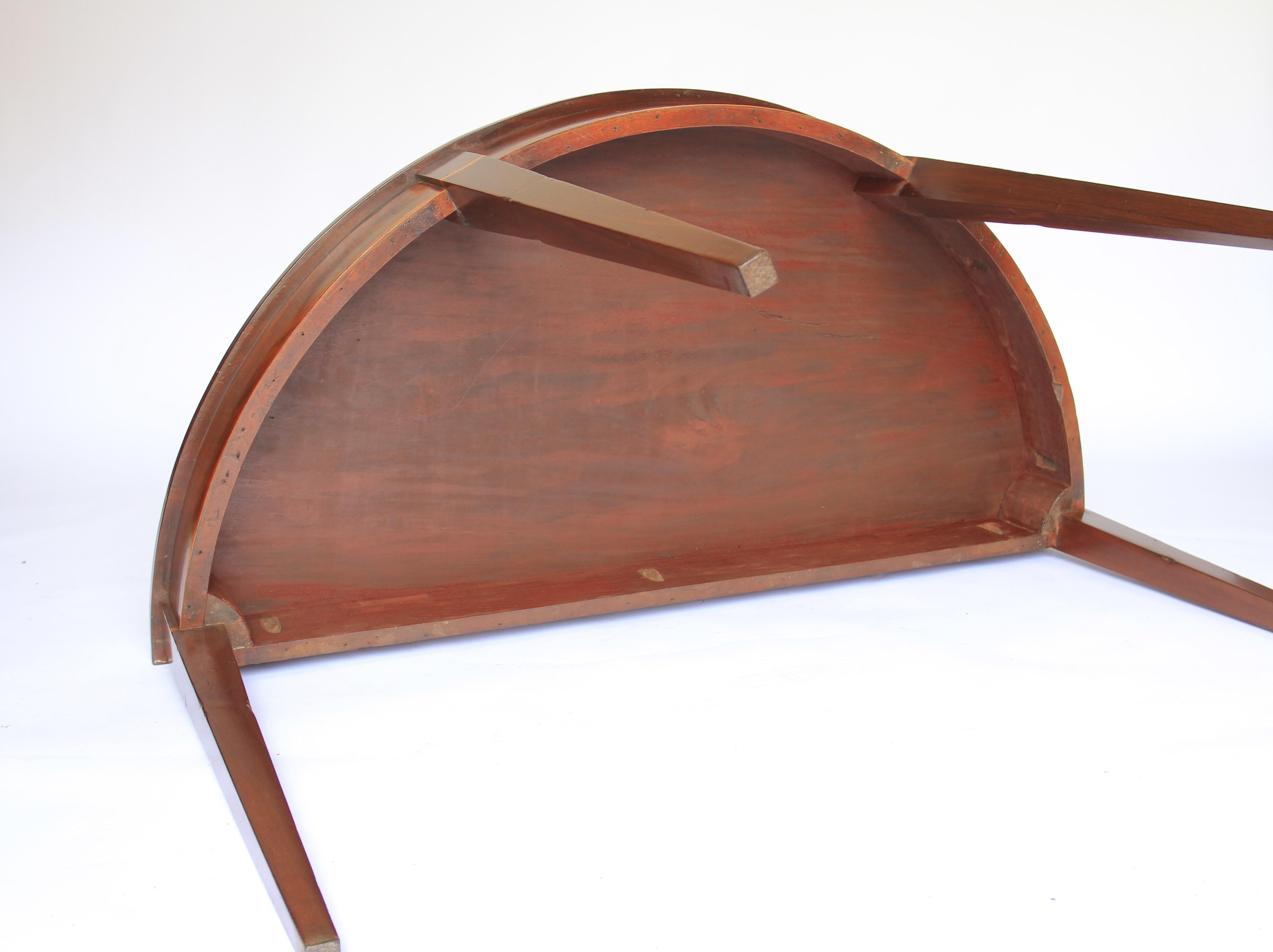 Polished Pair Georgian Mahogany  Demi Lune Console tables For Sale
