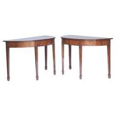 Pair Georgian Mahogany Demi Lune Console Tables