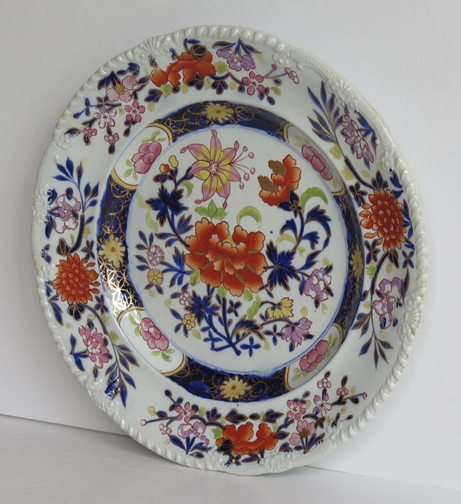 Pair Georgian Mason's Ironstone Dinner Plate Heavily Floral Japan Ptn, circa 1815 7