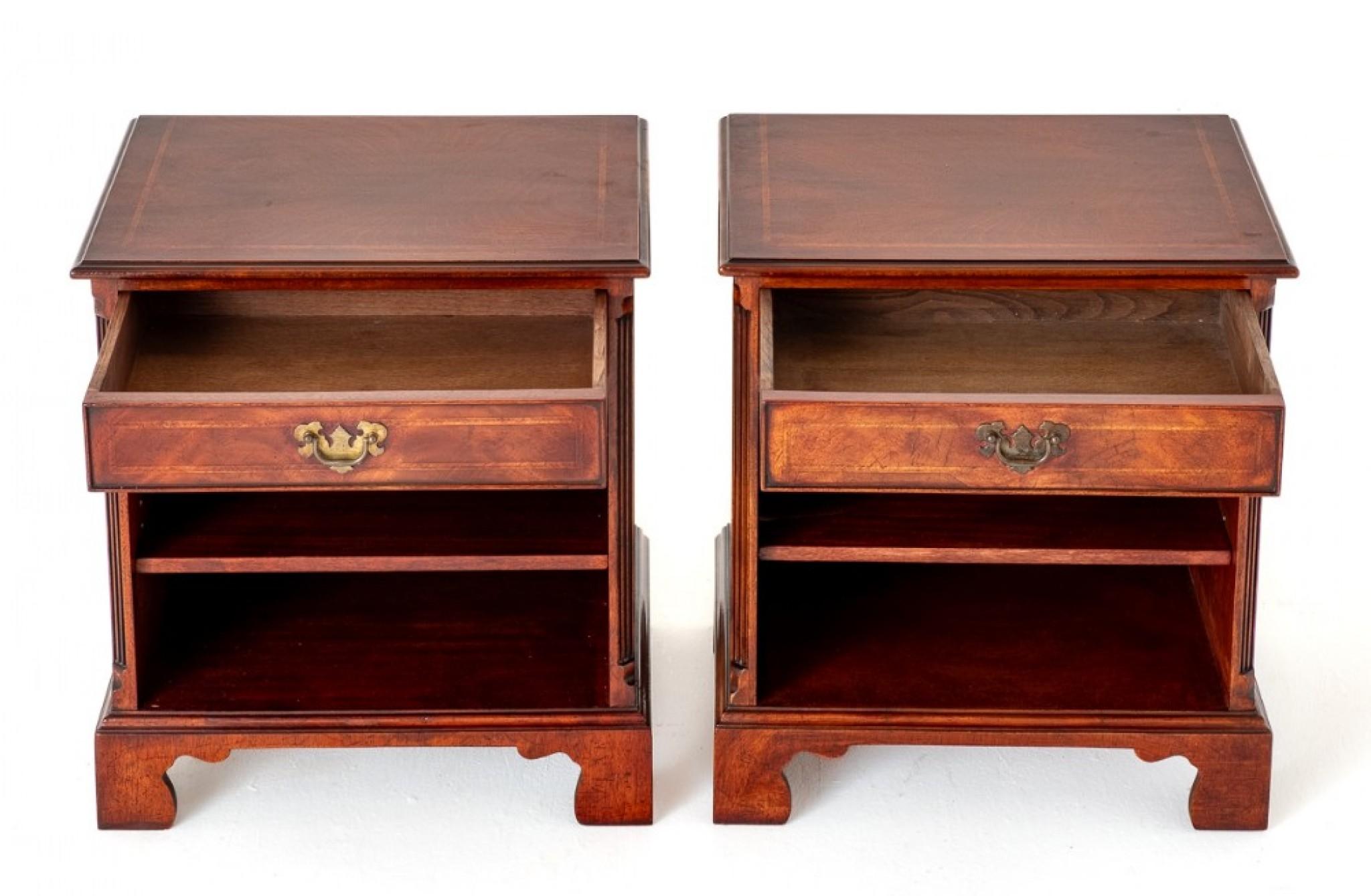 Pair Georgian Revival Bedside Chests Nightstands 3