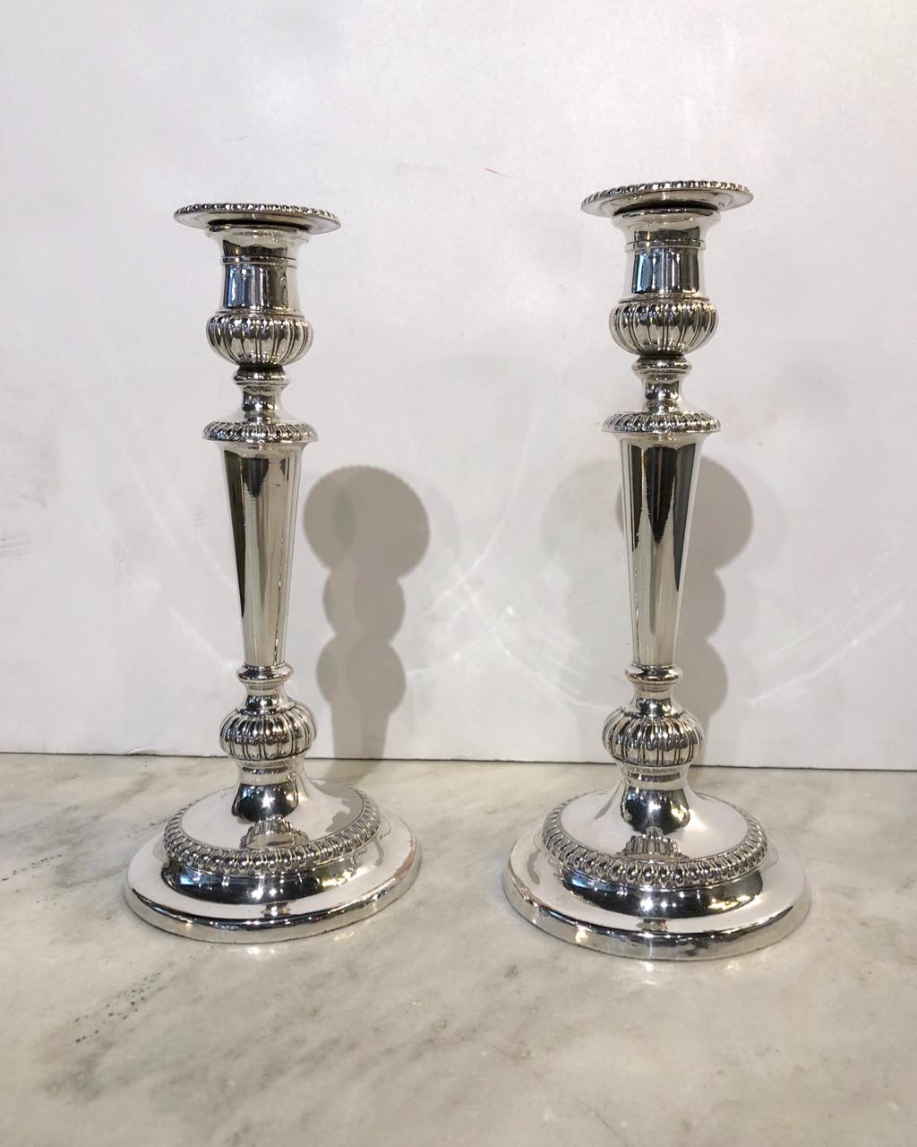 Regency Pair of Georgian Sheffield Candlesticks