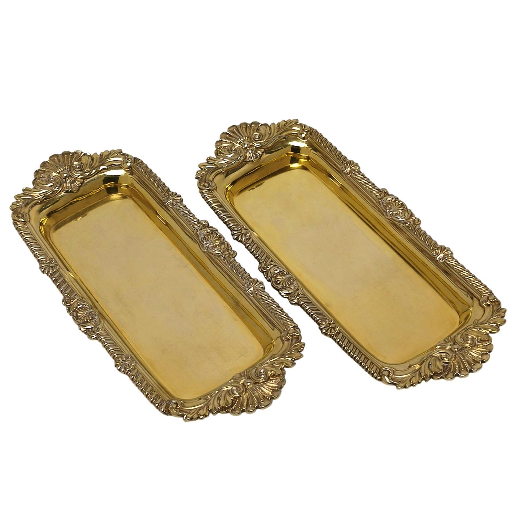 Paar georgische Sterling Silber vergoldet Snuffer Tabletts / Stift Tabletts 1814 Paul Storr im Zustand „Gut“ im Angebot in London, GB