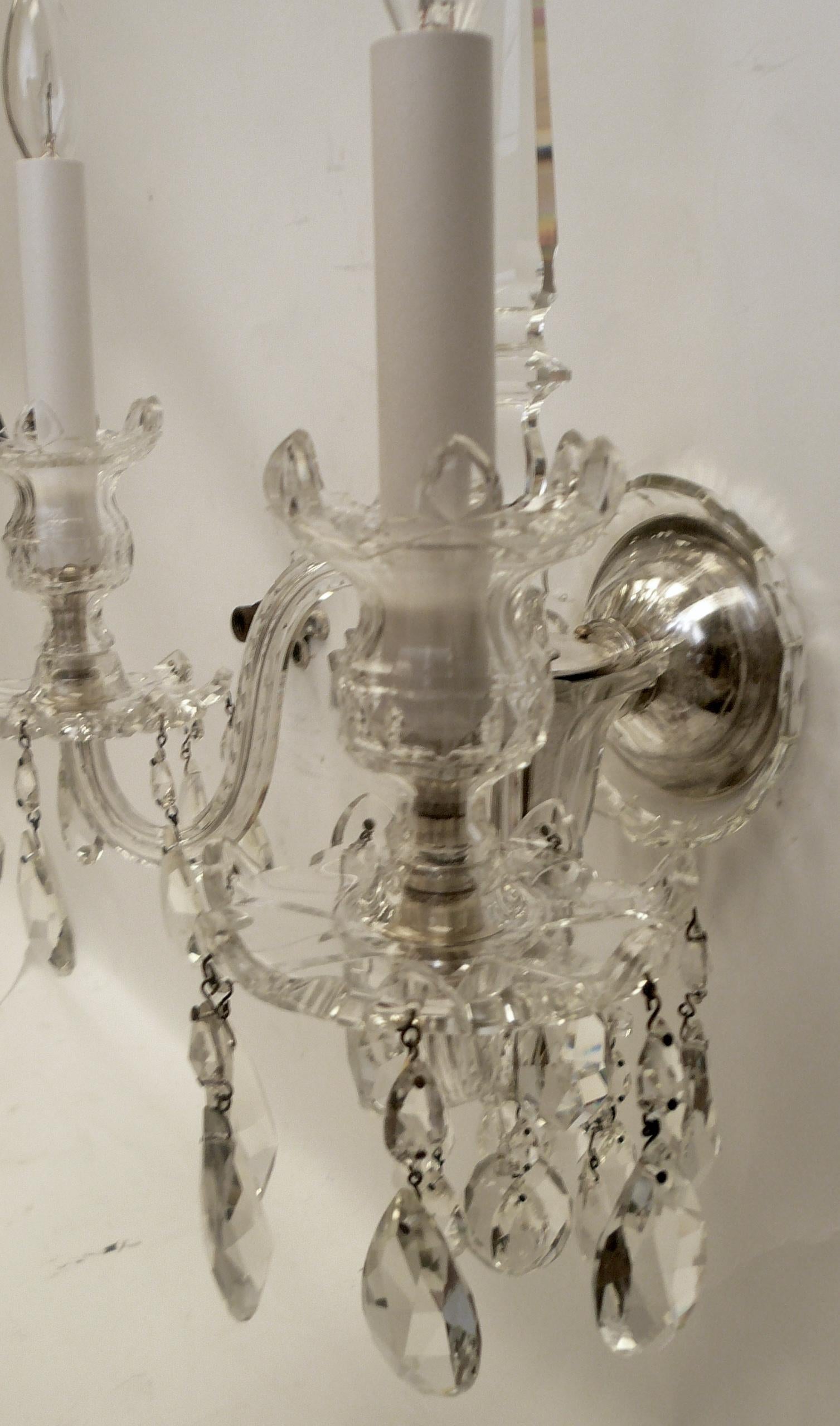 Pair of Georgian Style Crystal Sconces, Attributed to E. F. Caldwell 3