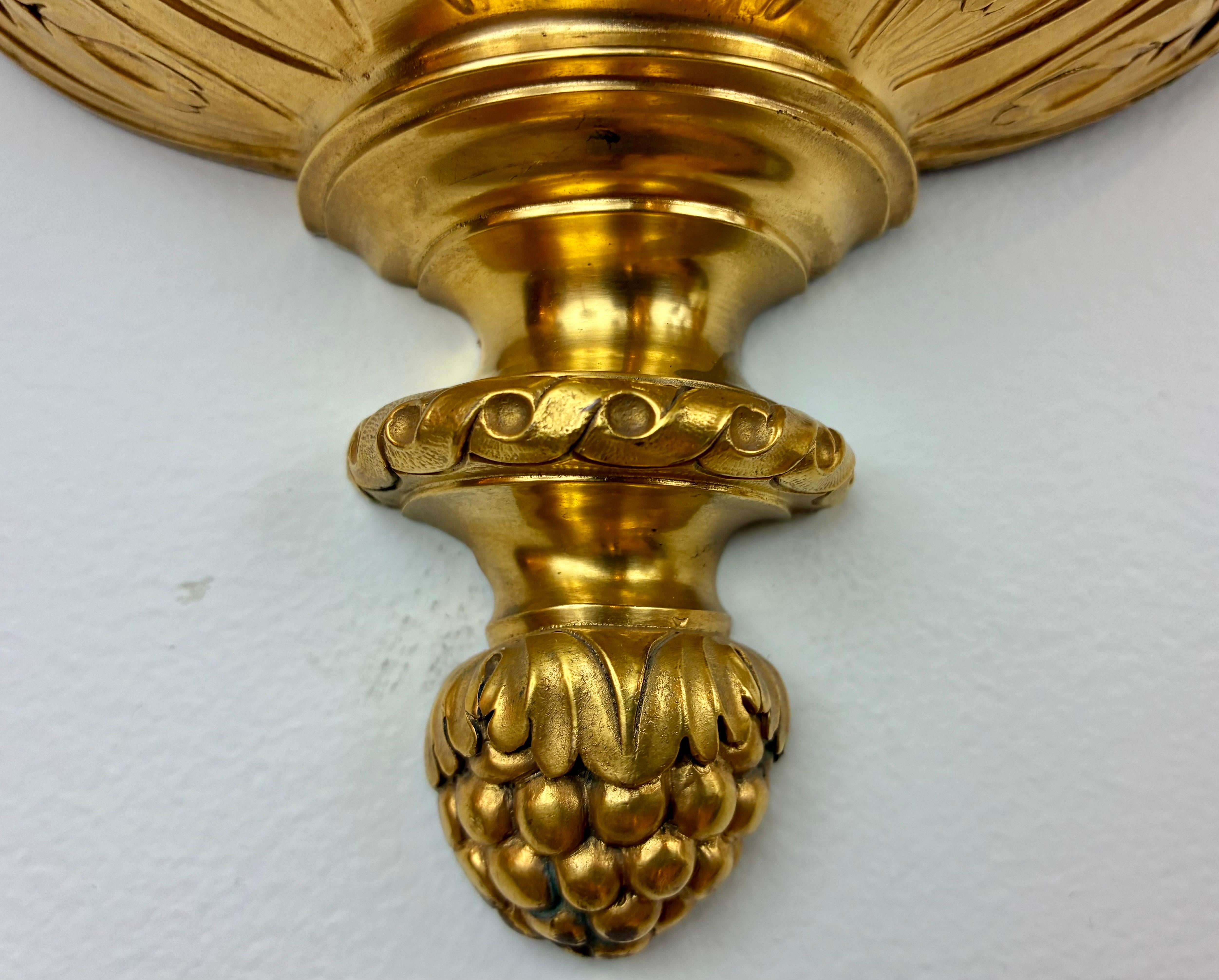Pair Georgian Style Gild Bronze 5 Light Sconces by E F Caldwell For Sale 4