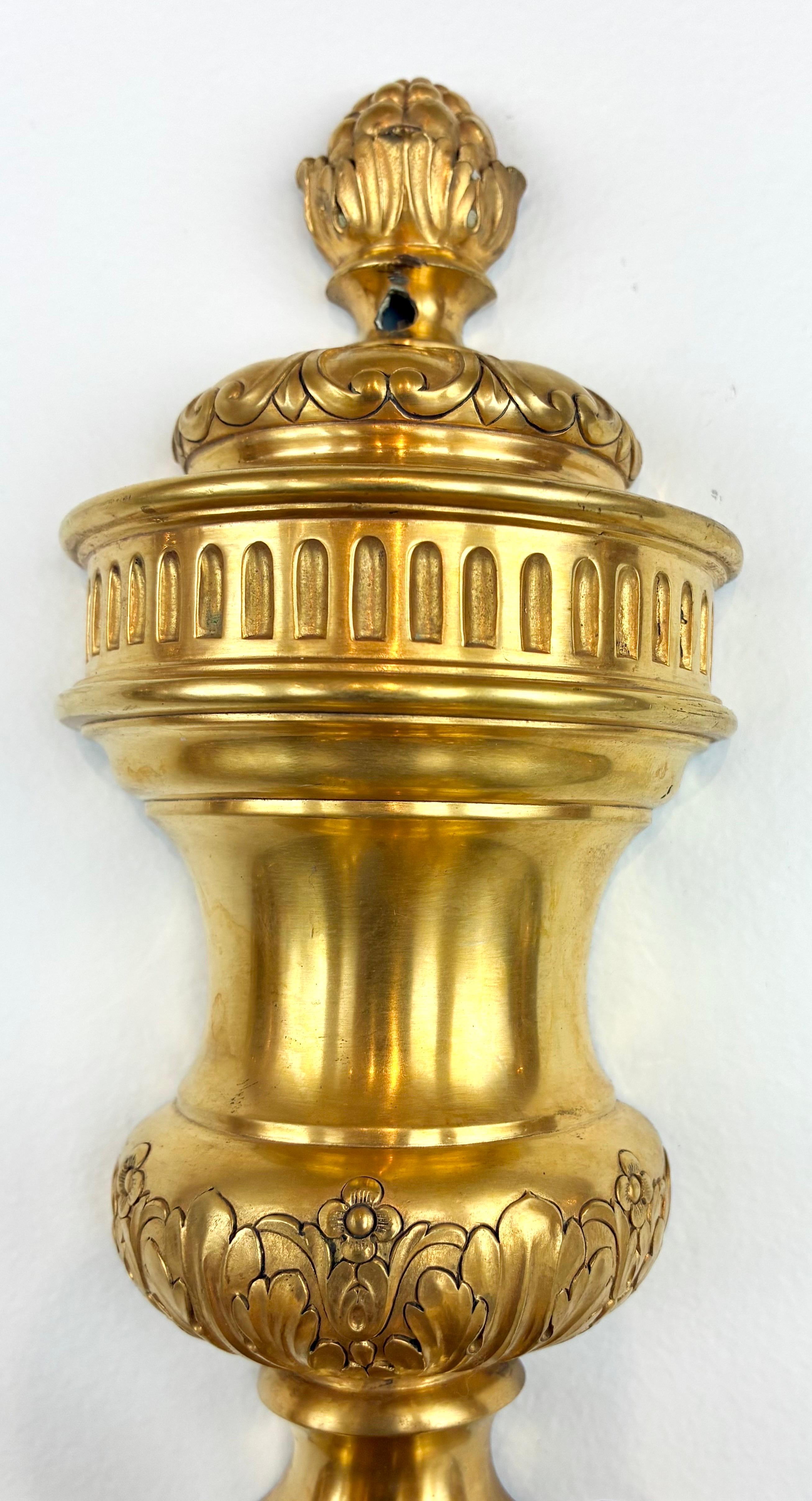 Pair Georgian Style Gild Bronze 5 Light Sconces by E F Caldwell For Sale 5
