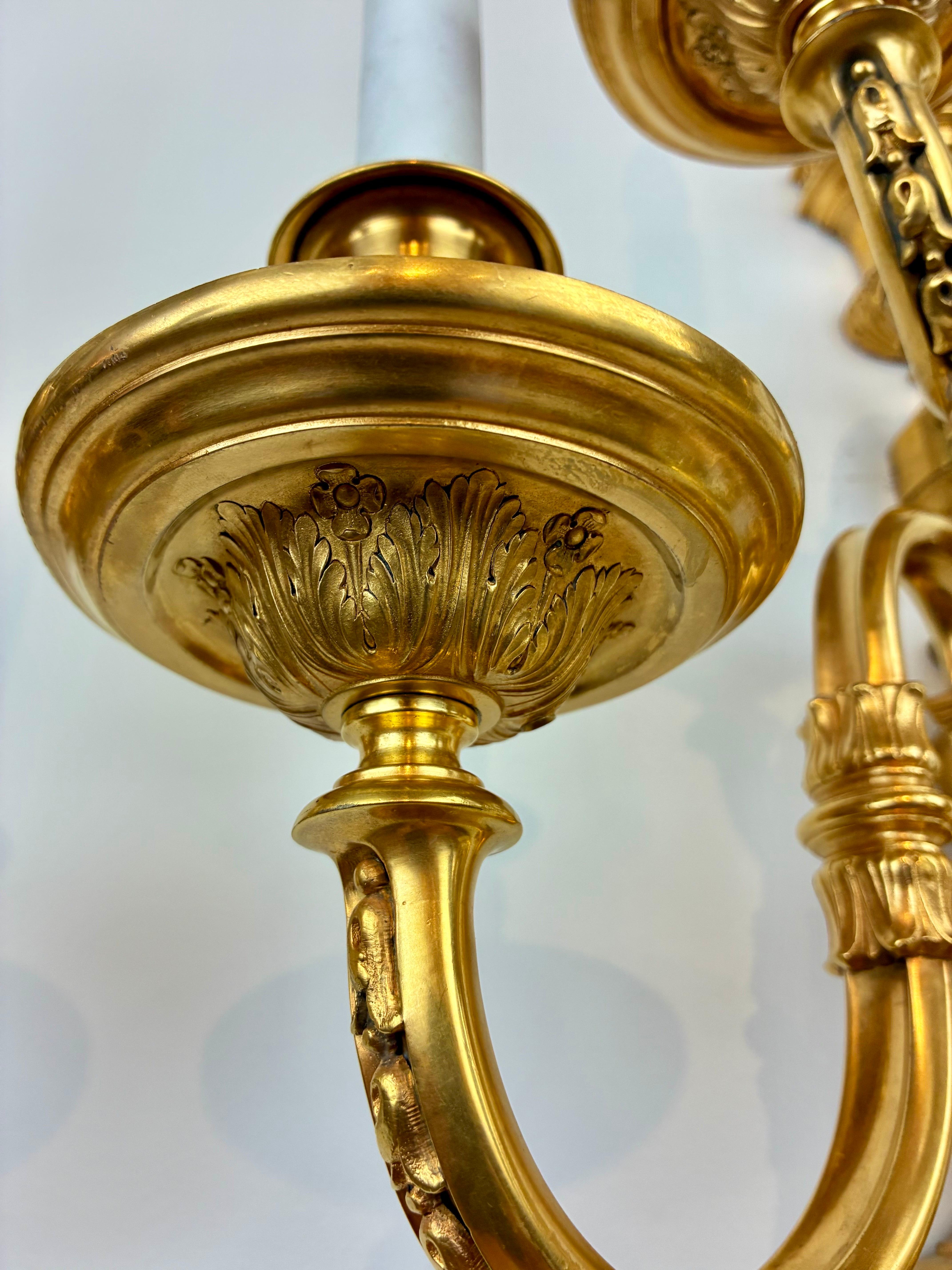 Pair Georgian Style Gild Bronze 5 Light Sconces by E F Caldwell For Sale 3