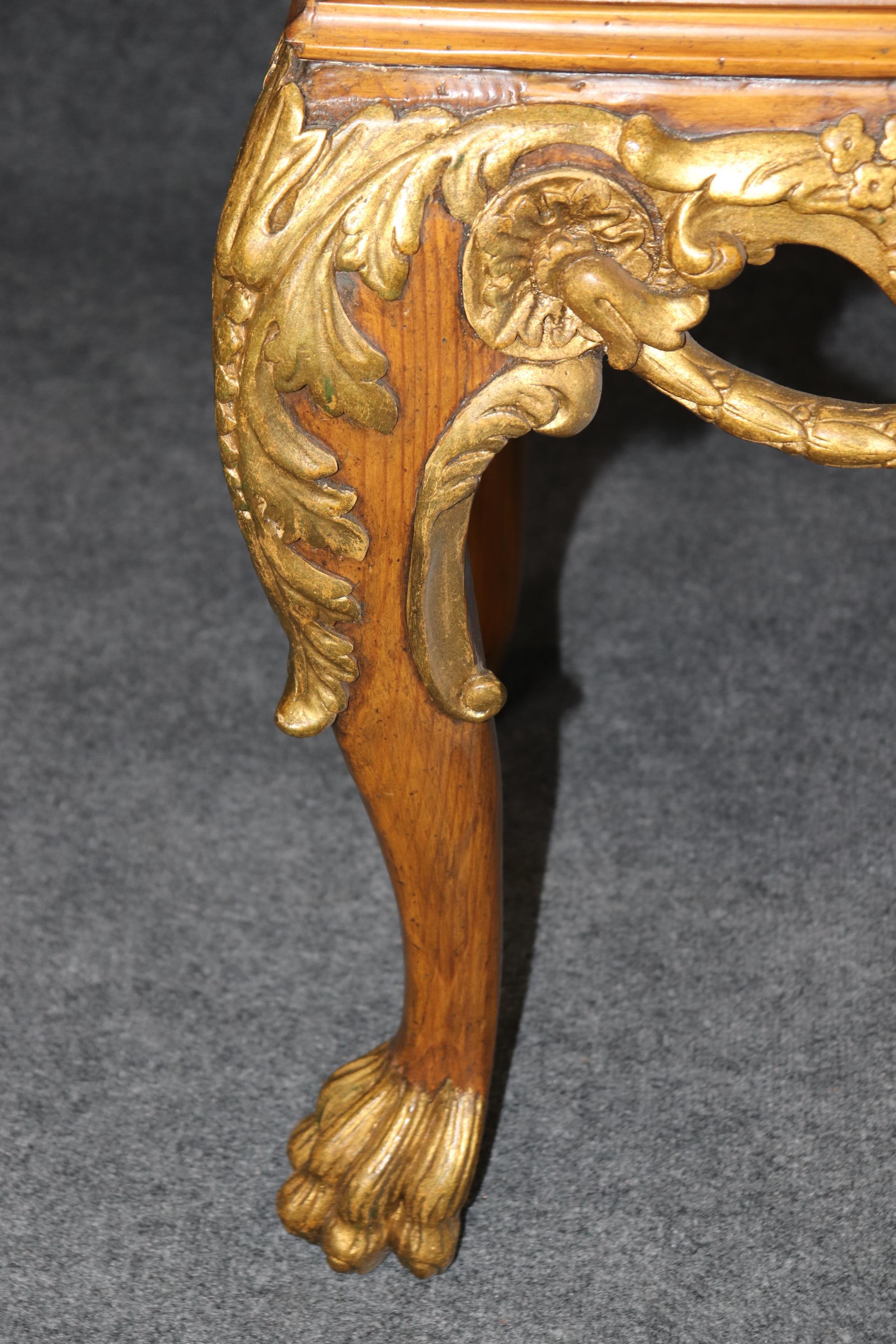 Pair Georgian Style Maitland Smith Quality Gilded Walnut Marble Top end tables 2