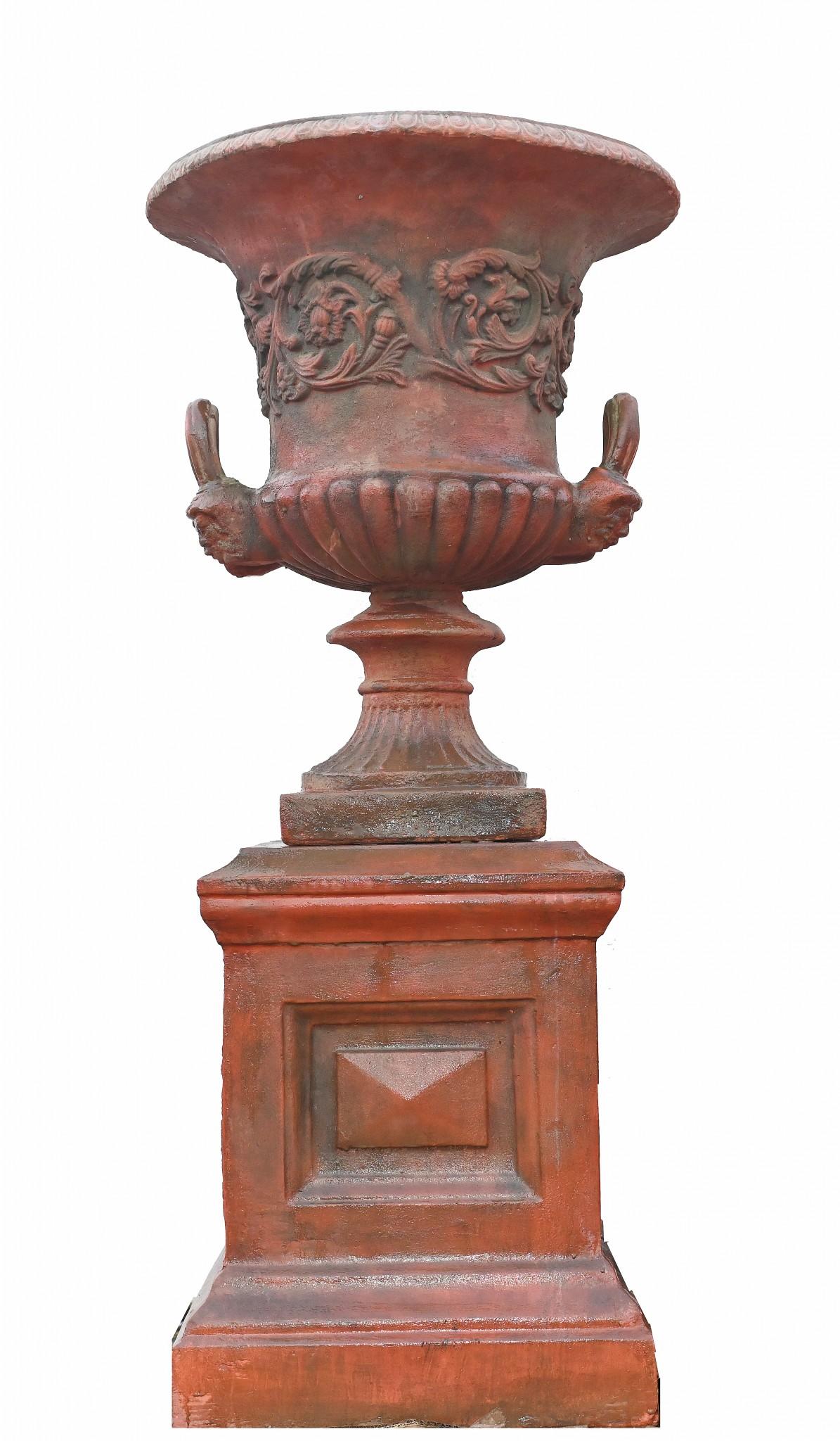 Coppia di urne in terracotta georgiane - Vaso da giardino su piedistallo Thomas Hope in vendita 5
