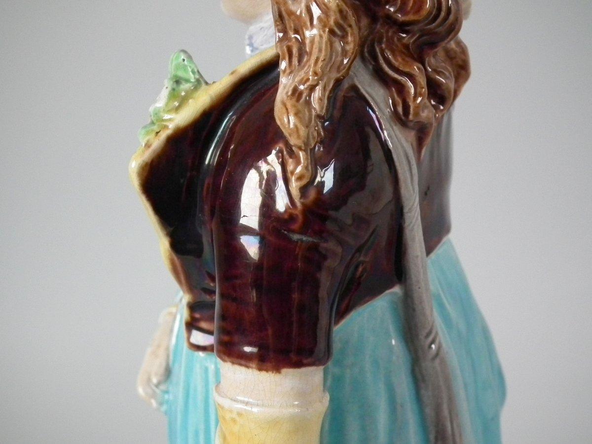 Pair of German Majolica Lady And Gent Figures For Sale 8