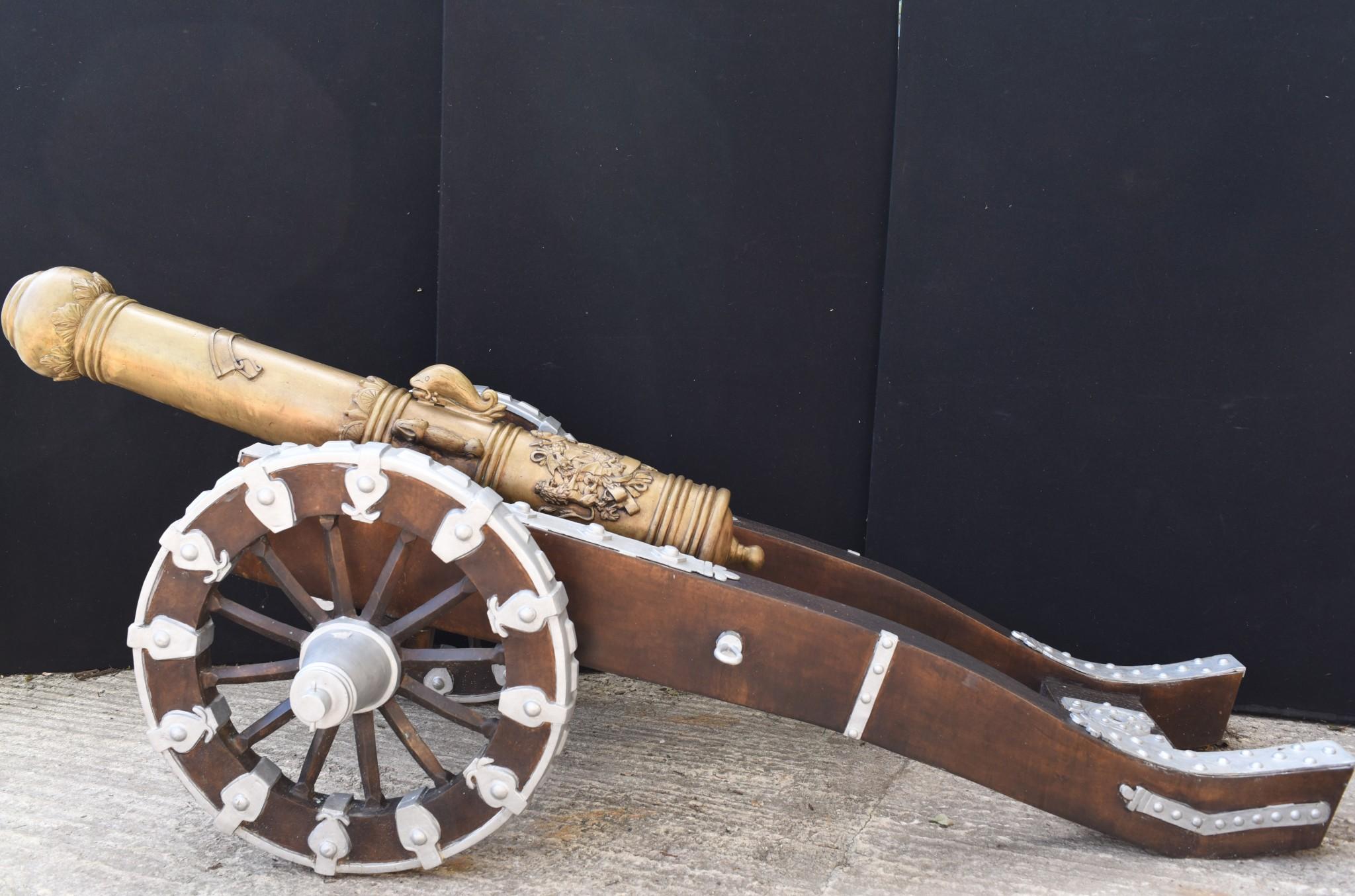 Impressive pair of large French bronze cannons 
Great for a garden or business
Of course being bronze these can live outside with no fear of rusting
Viewings available by appointment
Offered in great shape ready for home use right away.

