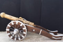 Pair Giant French Bronze Cannons, Military Artillery