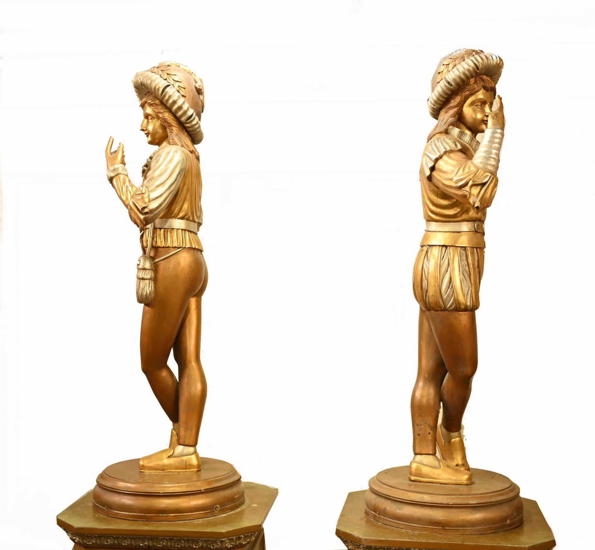 Pair Giant Italian Renaissance Page Boy Statues Medieval Fayre For Sale 6