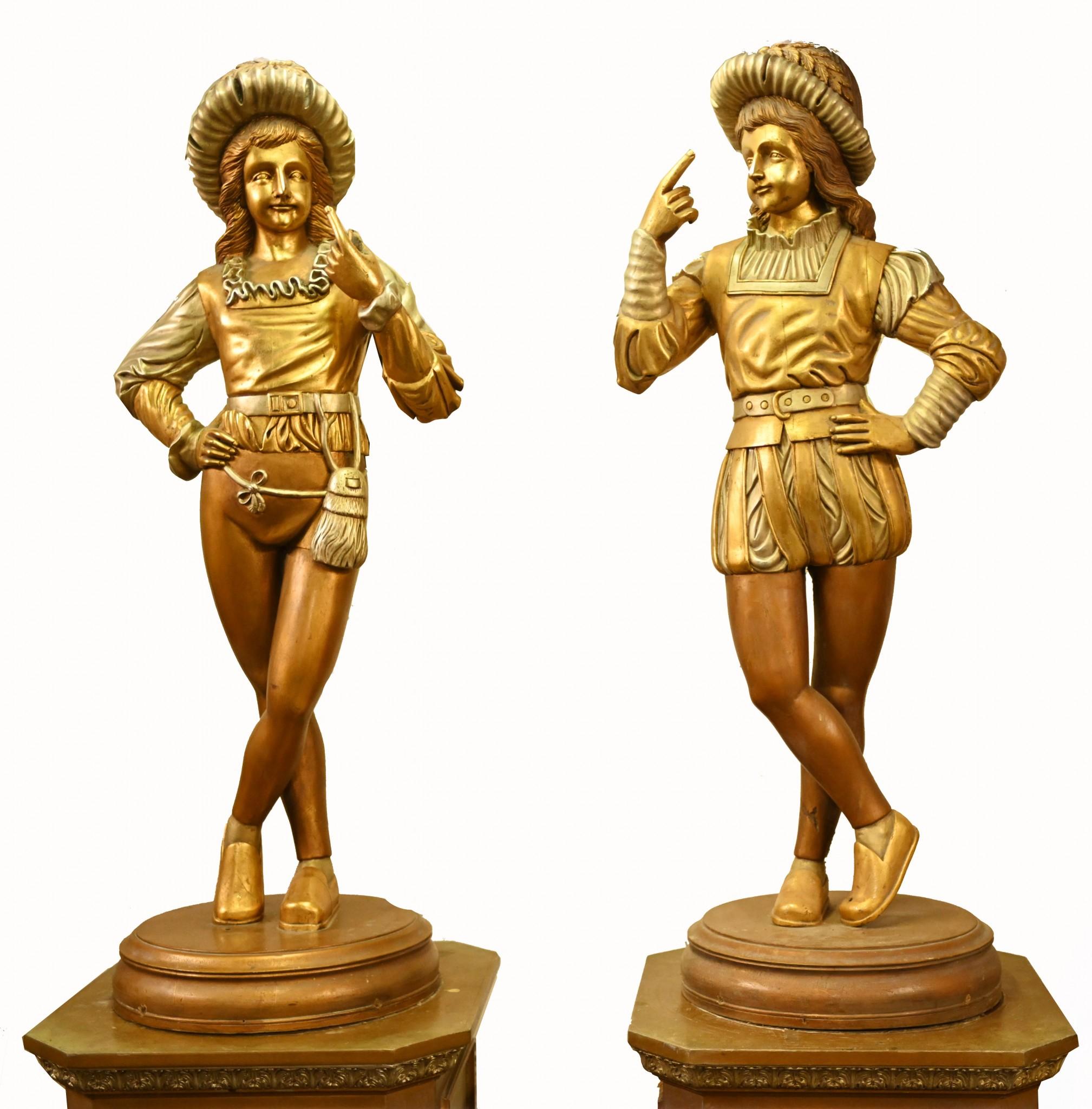 Pair Giant Italian Renaissance Page Boy Statues Medieval Fayre For Sale 11