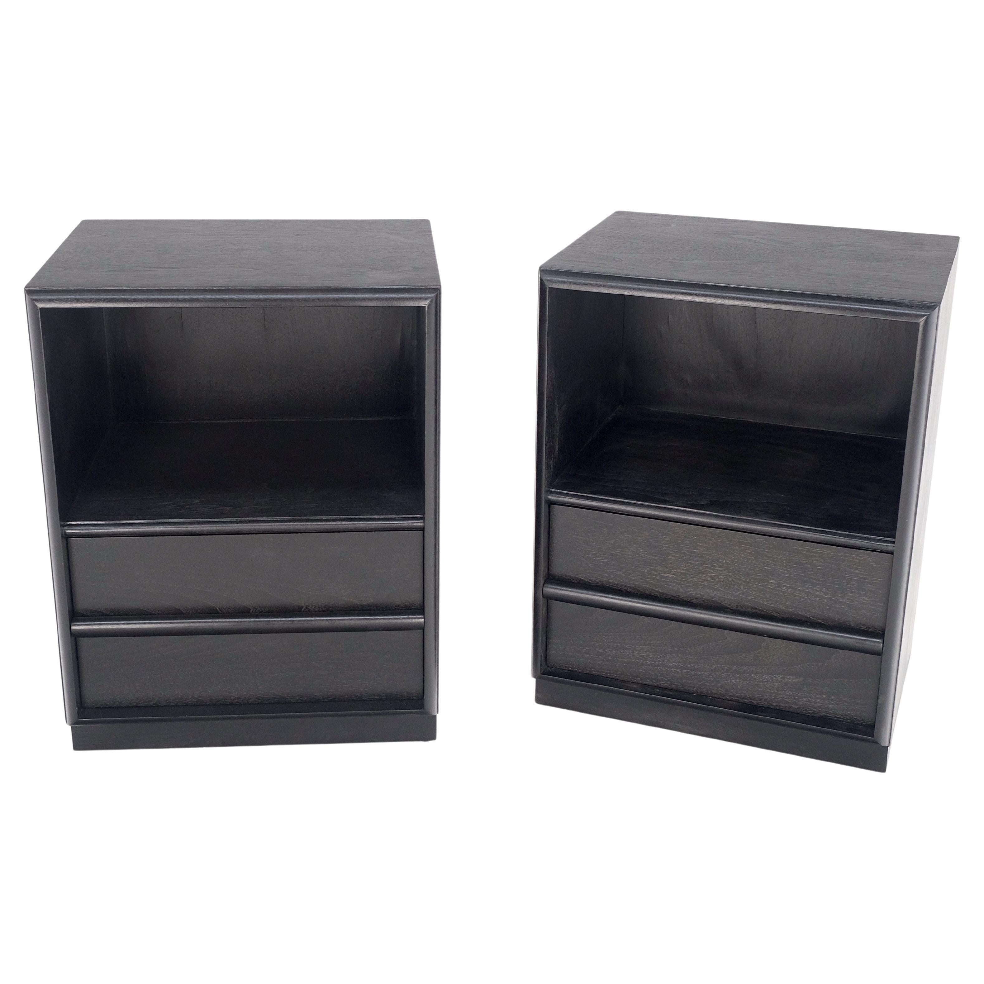 Pair Gibbings for Widdicomb Ebonized Black Lacquer Night Stands End Tables Mint 