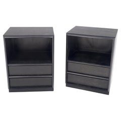 Pair Gibbings for Widdicomb Ebonized Black Lacquer Night Stands End Tables Mint