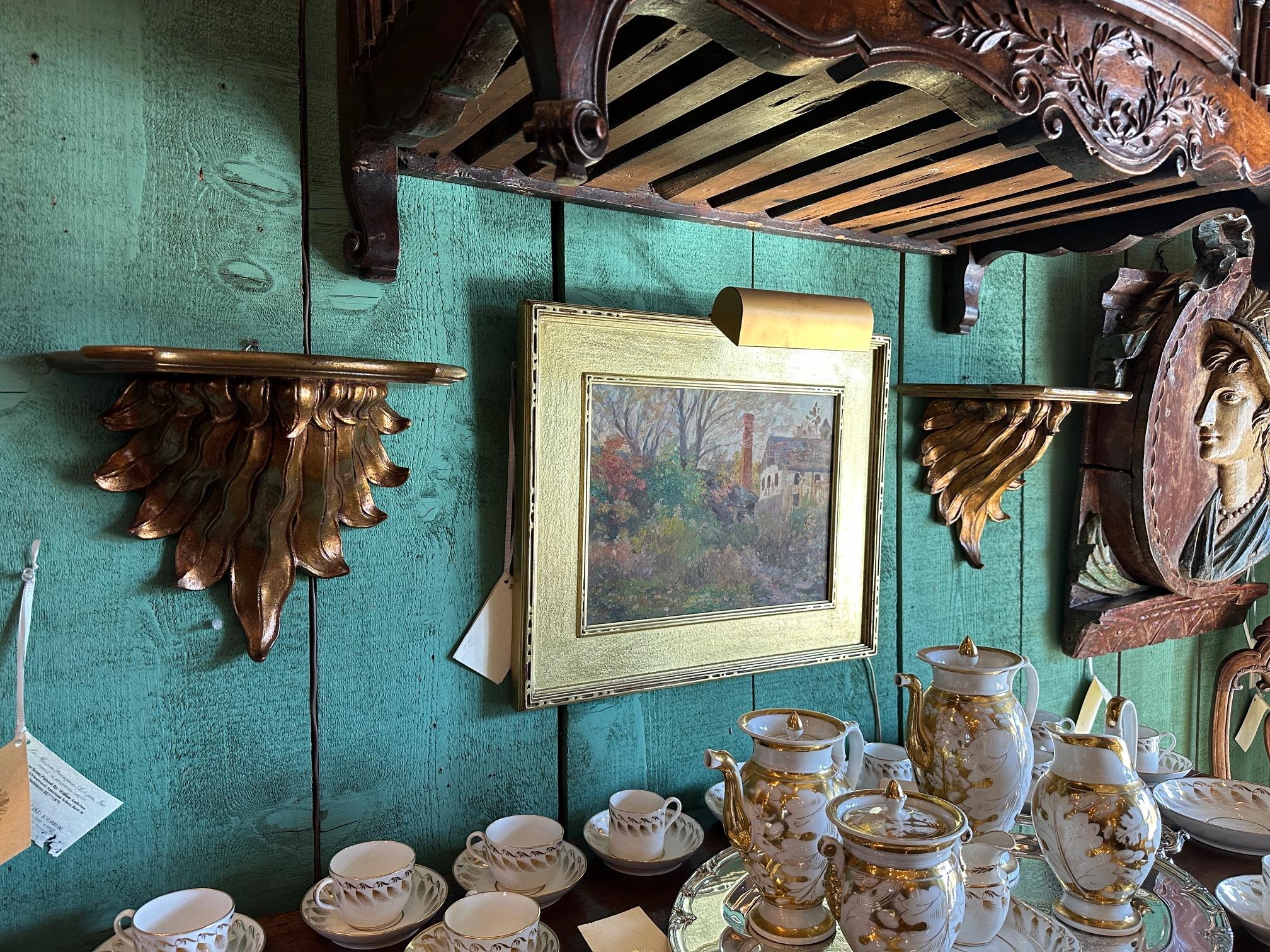 Par Ménsulas Doradas Decorativas Estantes de Pared Antiguos LA CA en venta 12