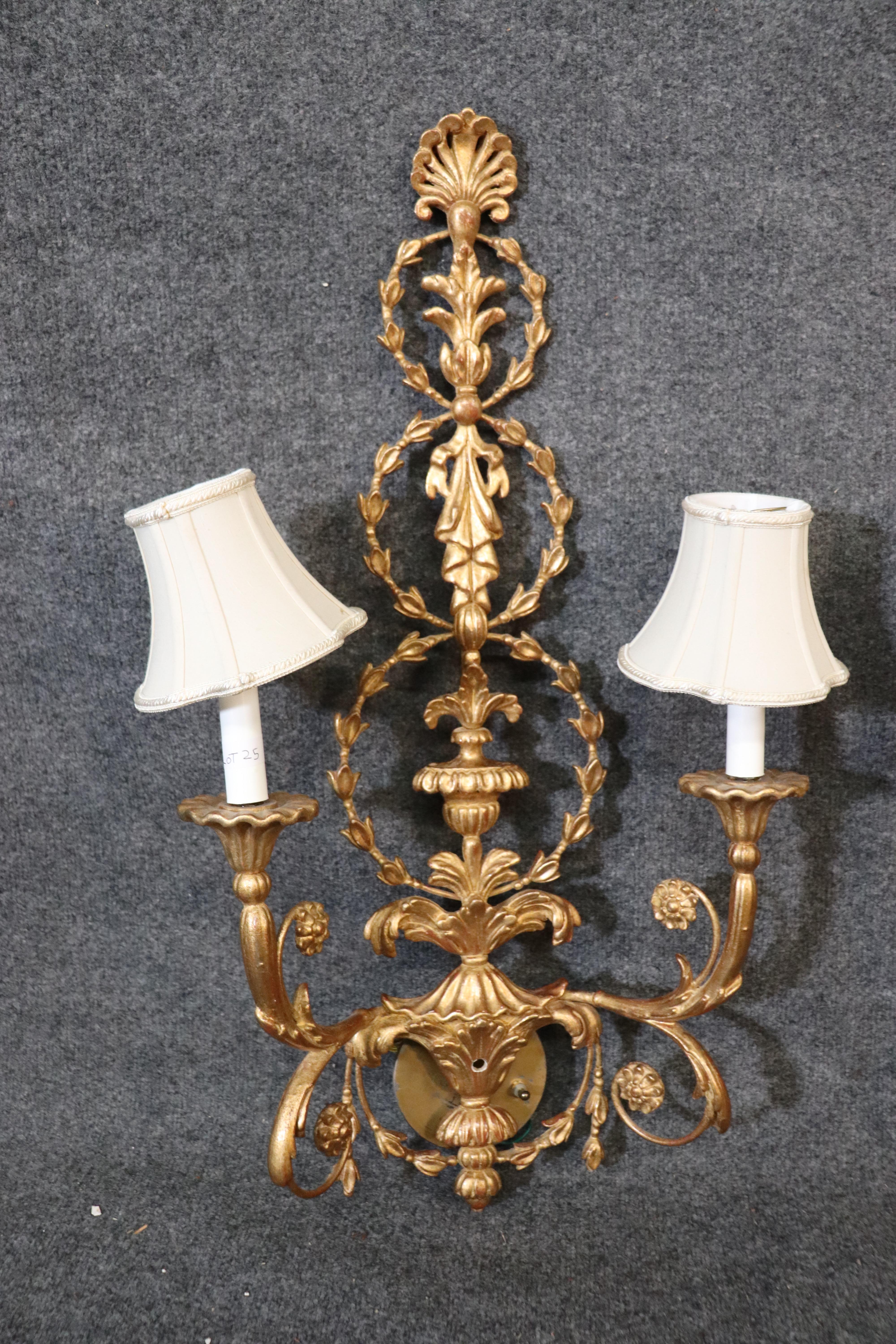 Beautiful paid of tall sconces. Measure 33 tall x 19 wide x 9 inches deep.