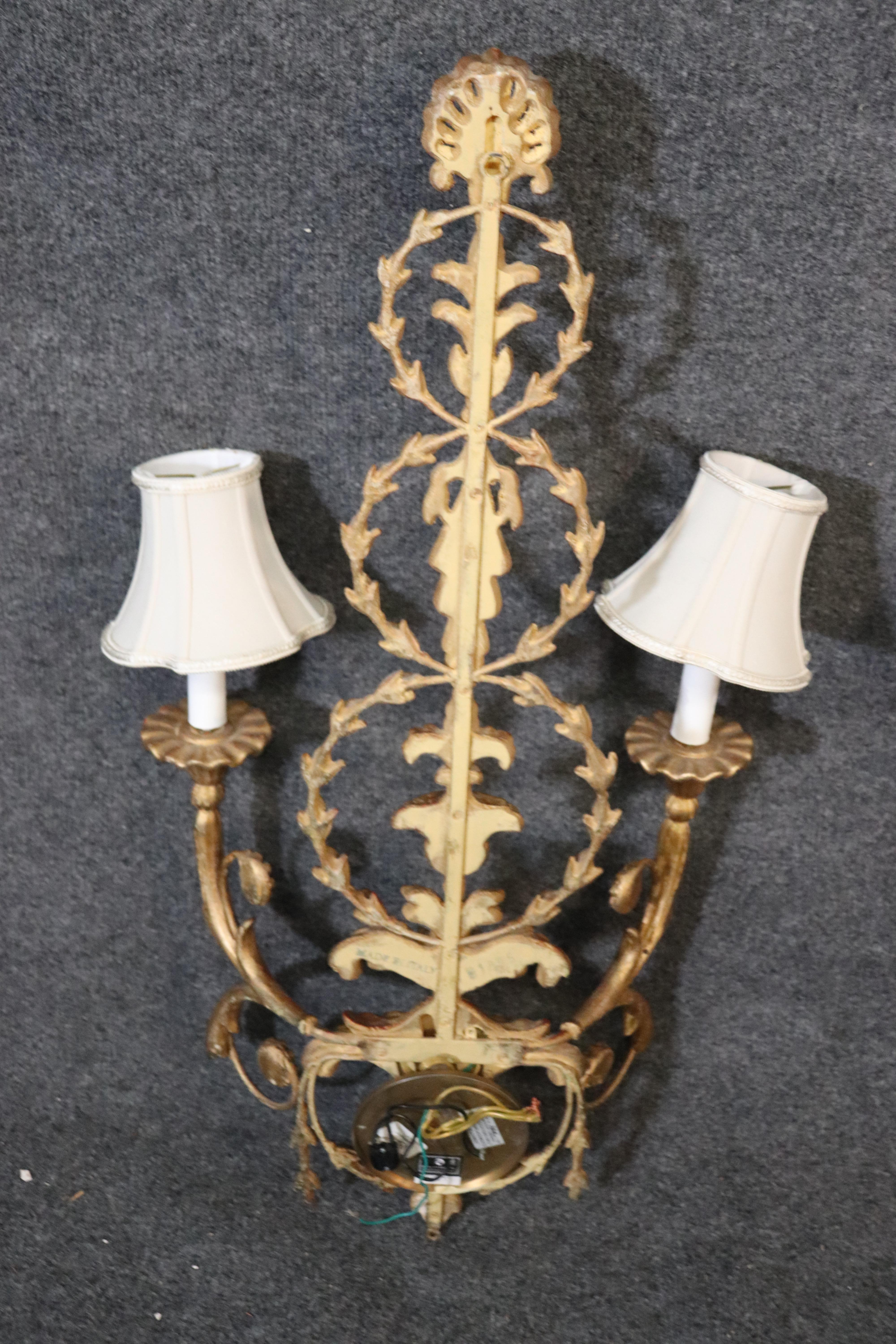 Pair of Gilded French Louis XV Lighted Sconces In Good Condition In Swedesboro, NJ