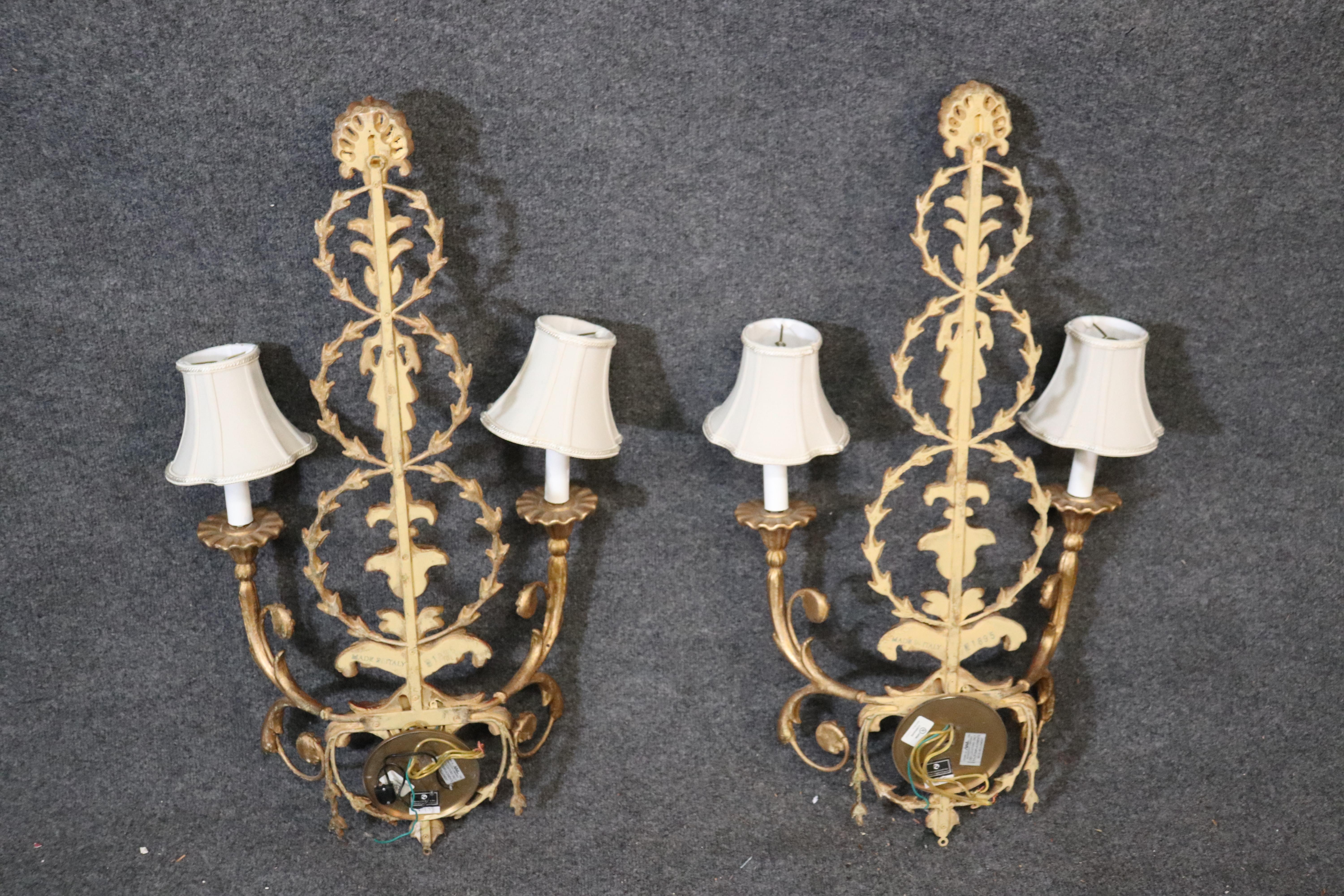 Contemporary Pair of Gilded French Louis XV Lighted Sconces