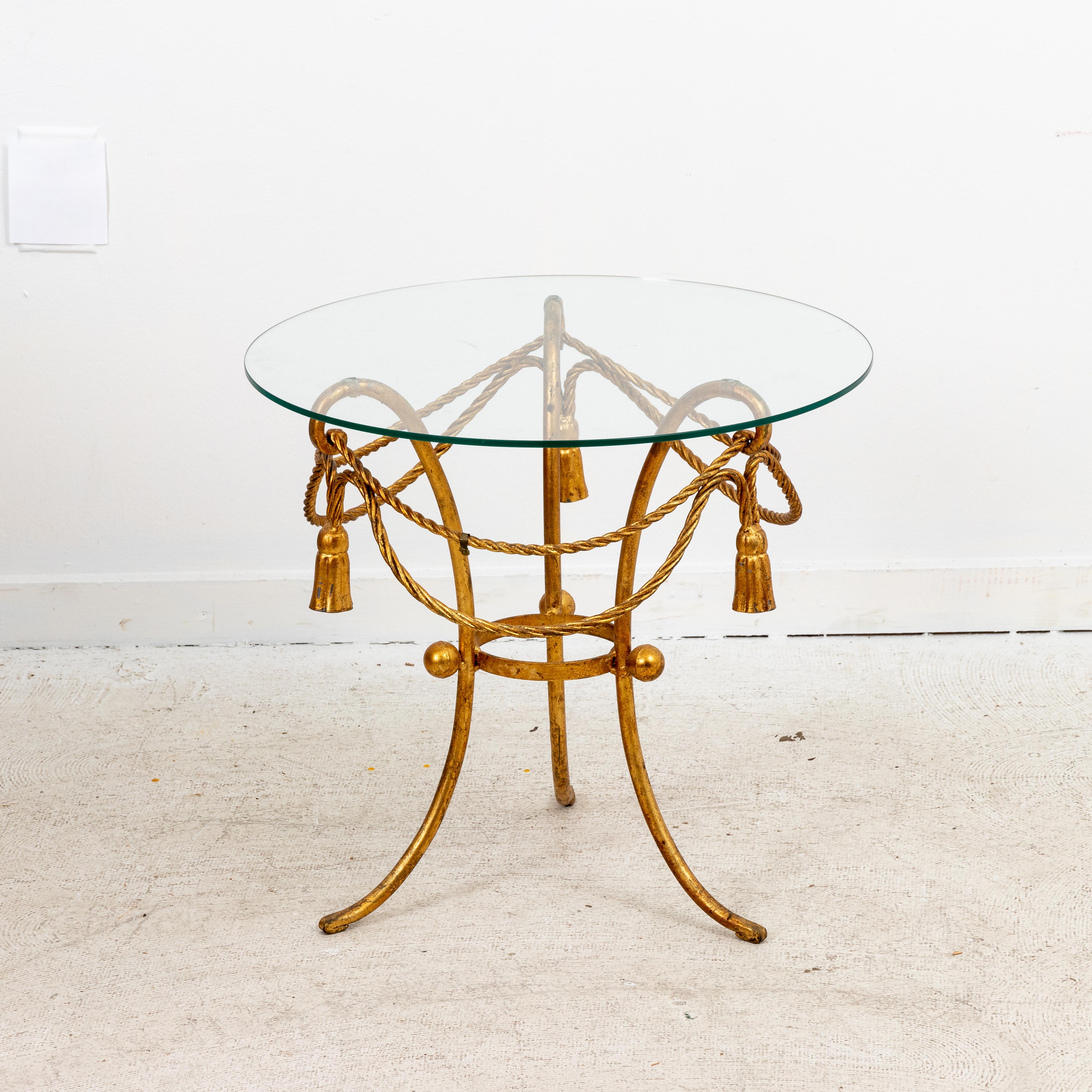 Italian Pair Gilded Rope and Tassel Side Tables