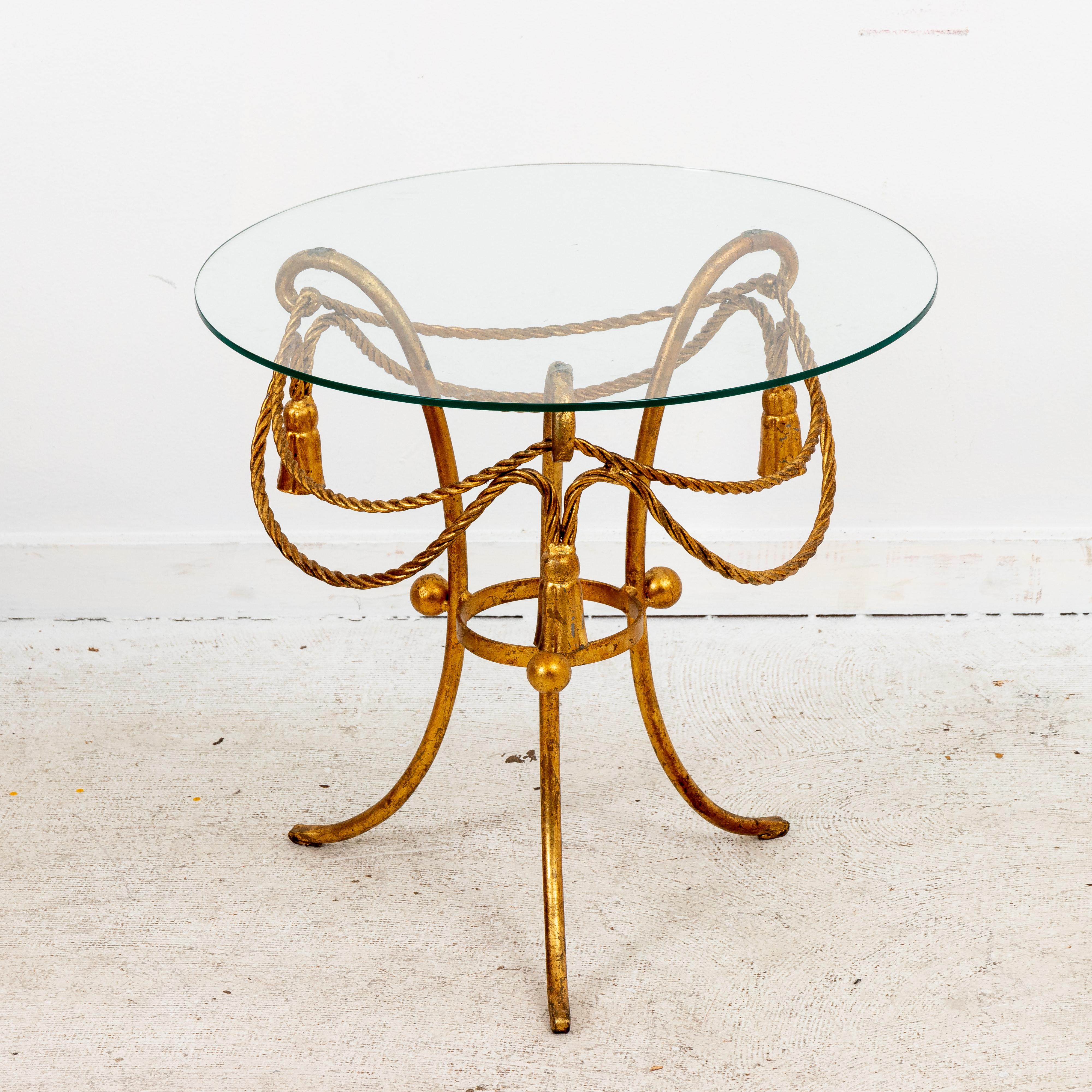 Gilt Pair Gilded Rope and Tassel Side Tables
