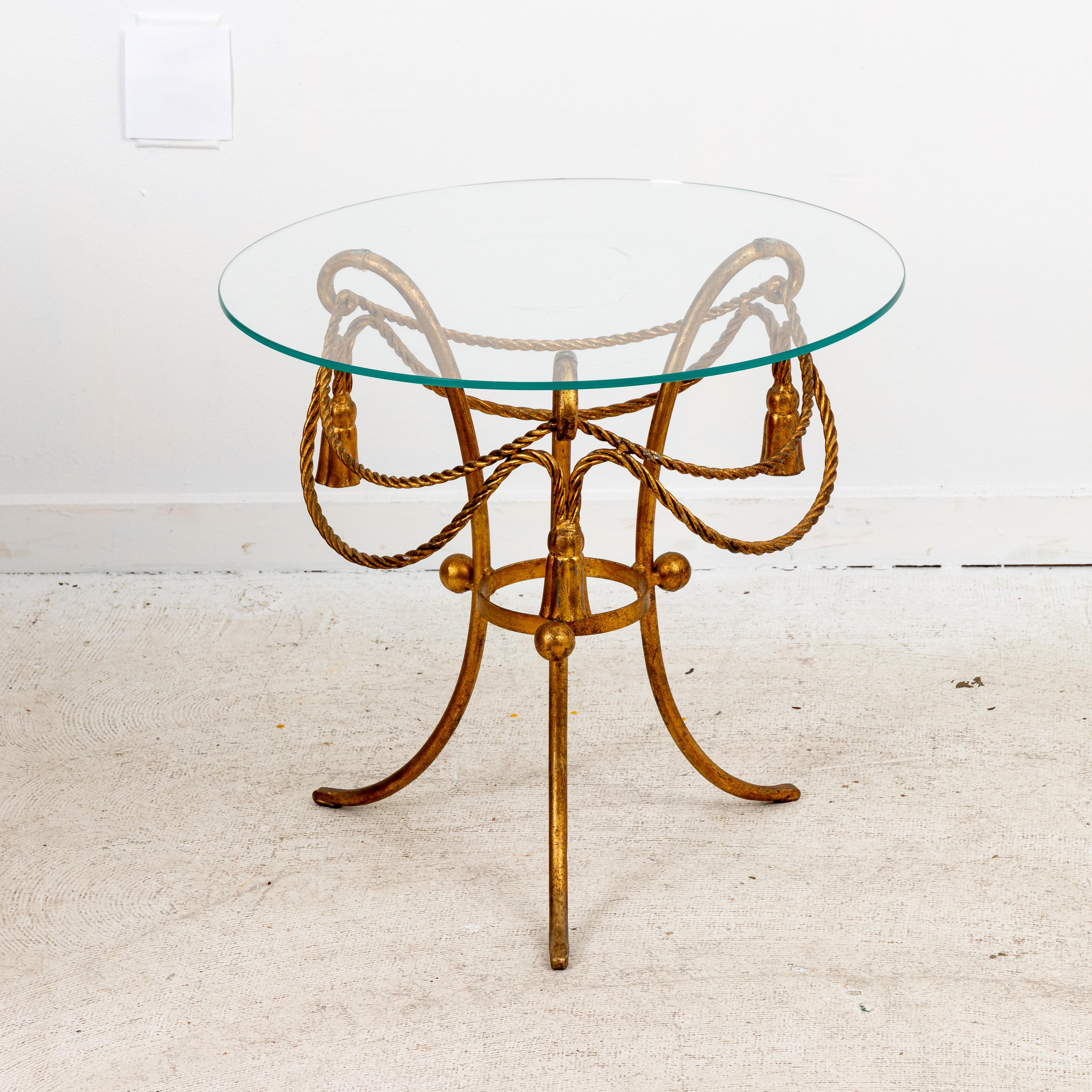 Late 20th Century Pair Gilded Rope and Tassel Side Tables