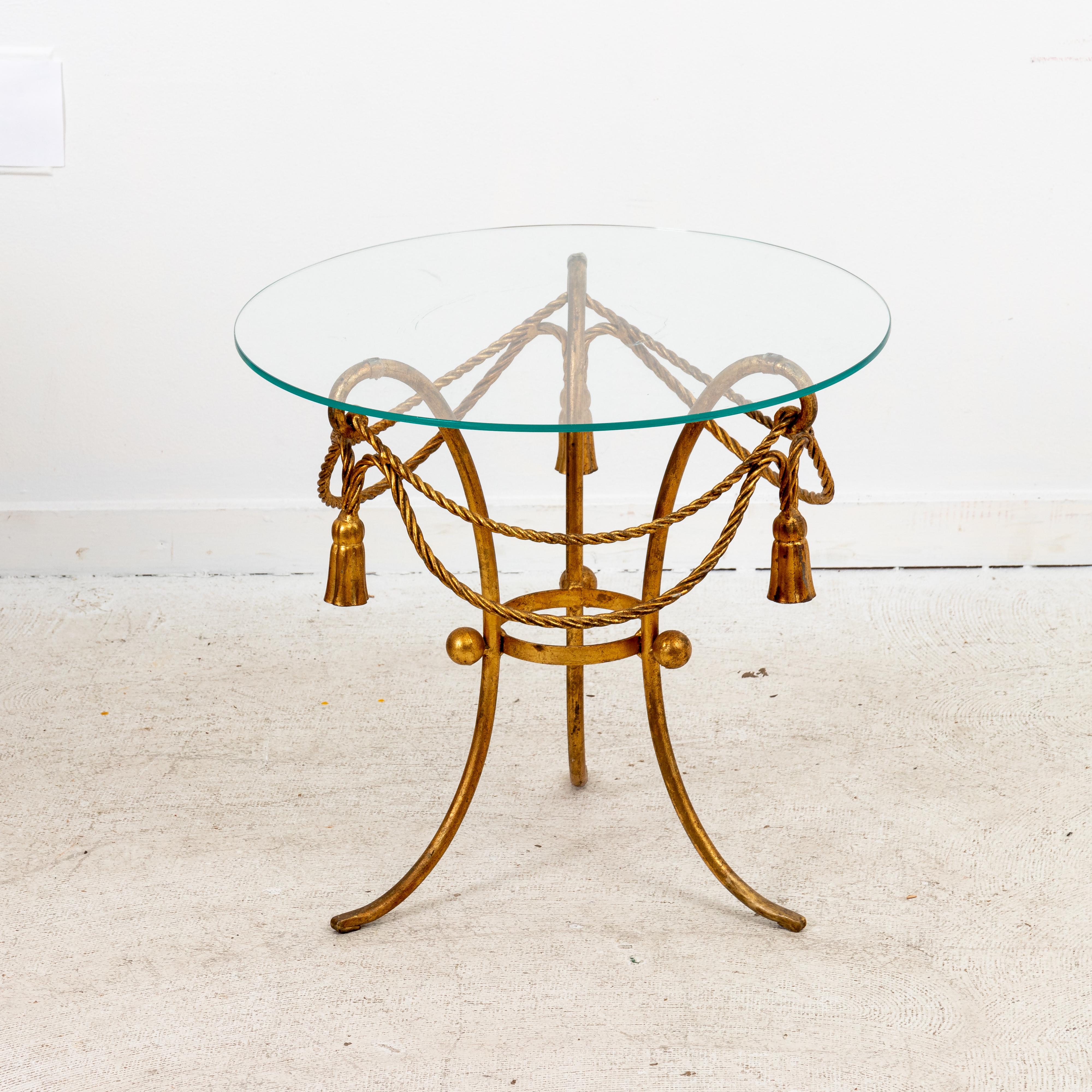 Pair Gilded Rope and Tassel Side Tables 1