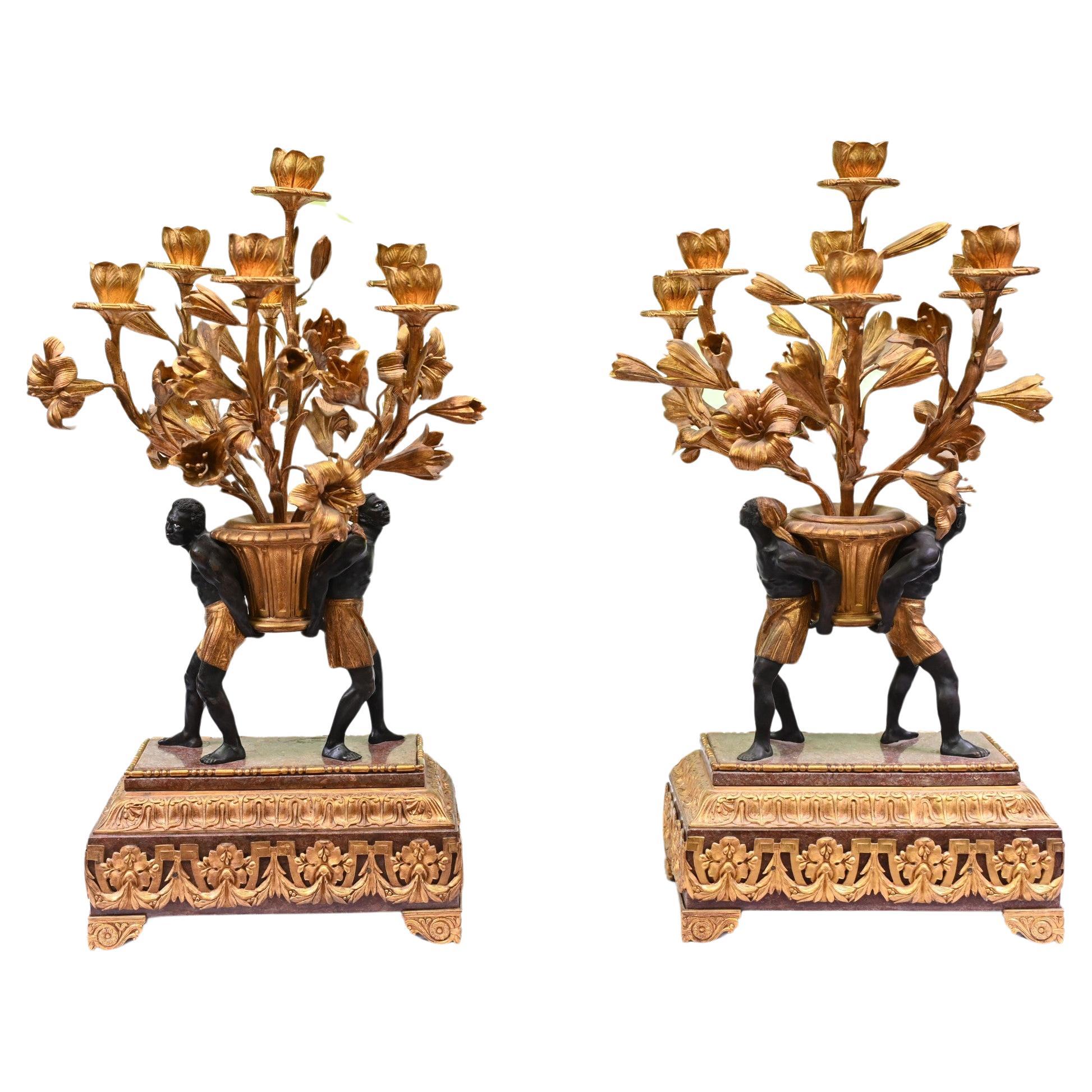 Pair Gilt Blackamoor Candelabras Regency 1810