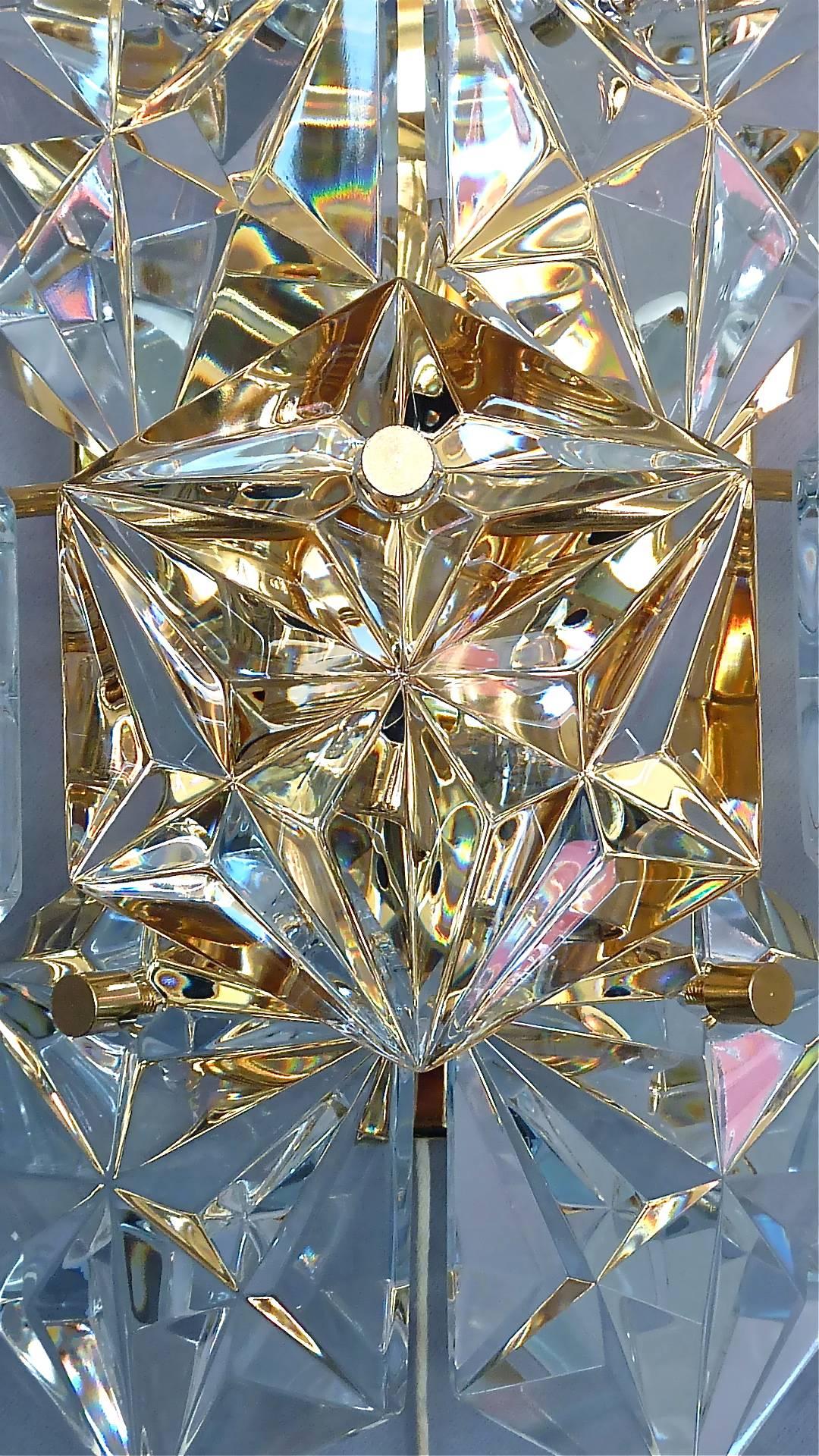 Paar Kinkeldey Wall Lights Sconces Vergoldetes Messing Metall Facettiertes Kristallglas, 1970er Jahre im Angebot 3
