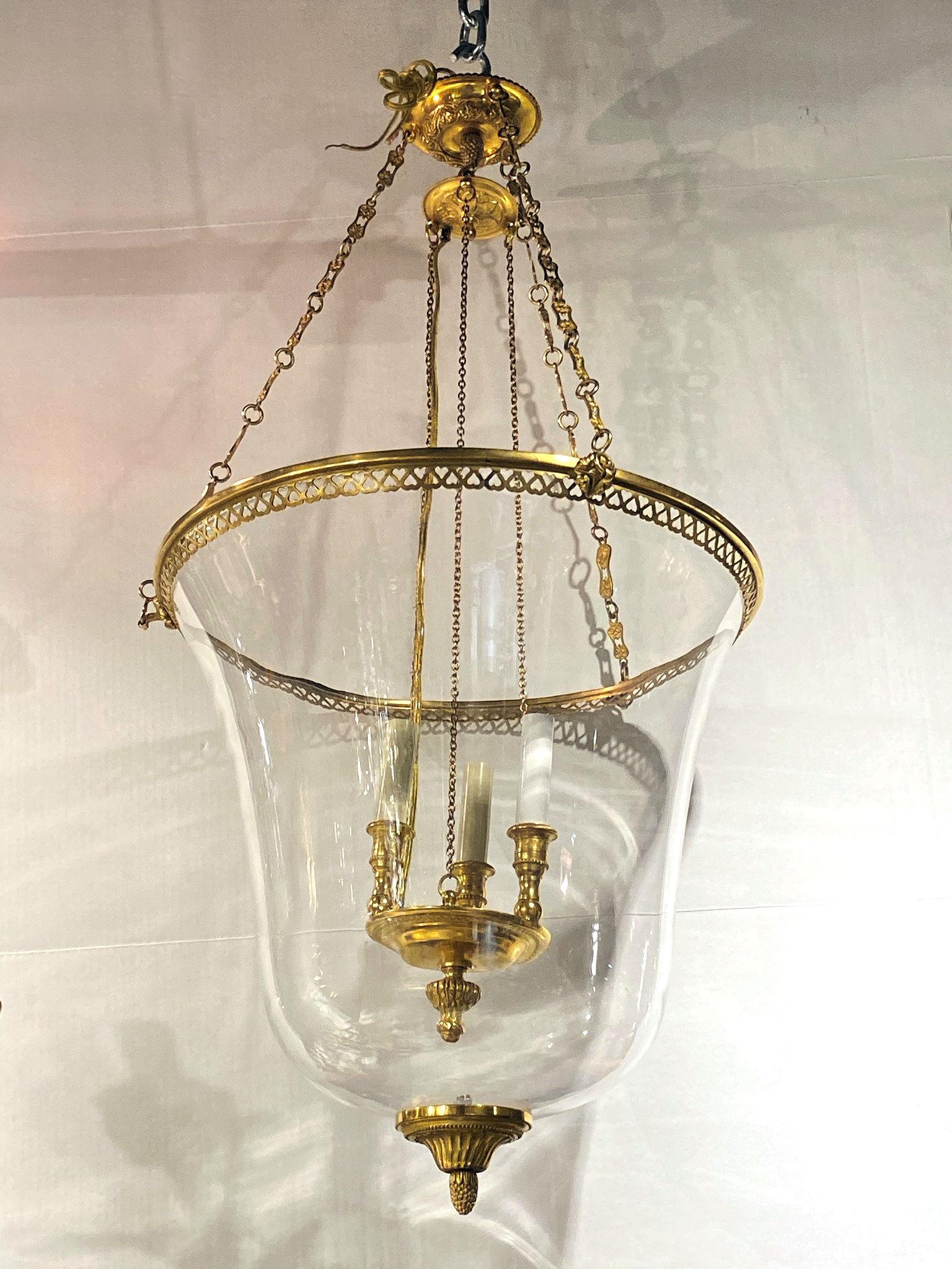 Louis XVI Pair of Gilt Bronze and Glass Lanterns