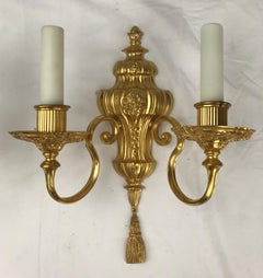 Pair Gilt Bronze Early Georgian Style Sconces Attributed to E. F. Caldwell