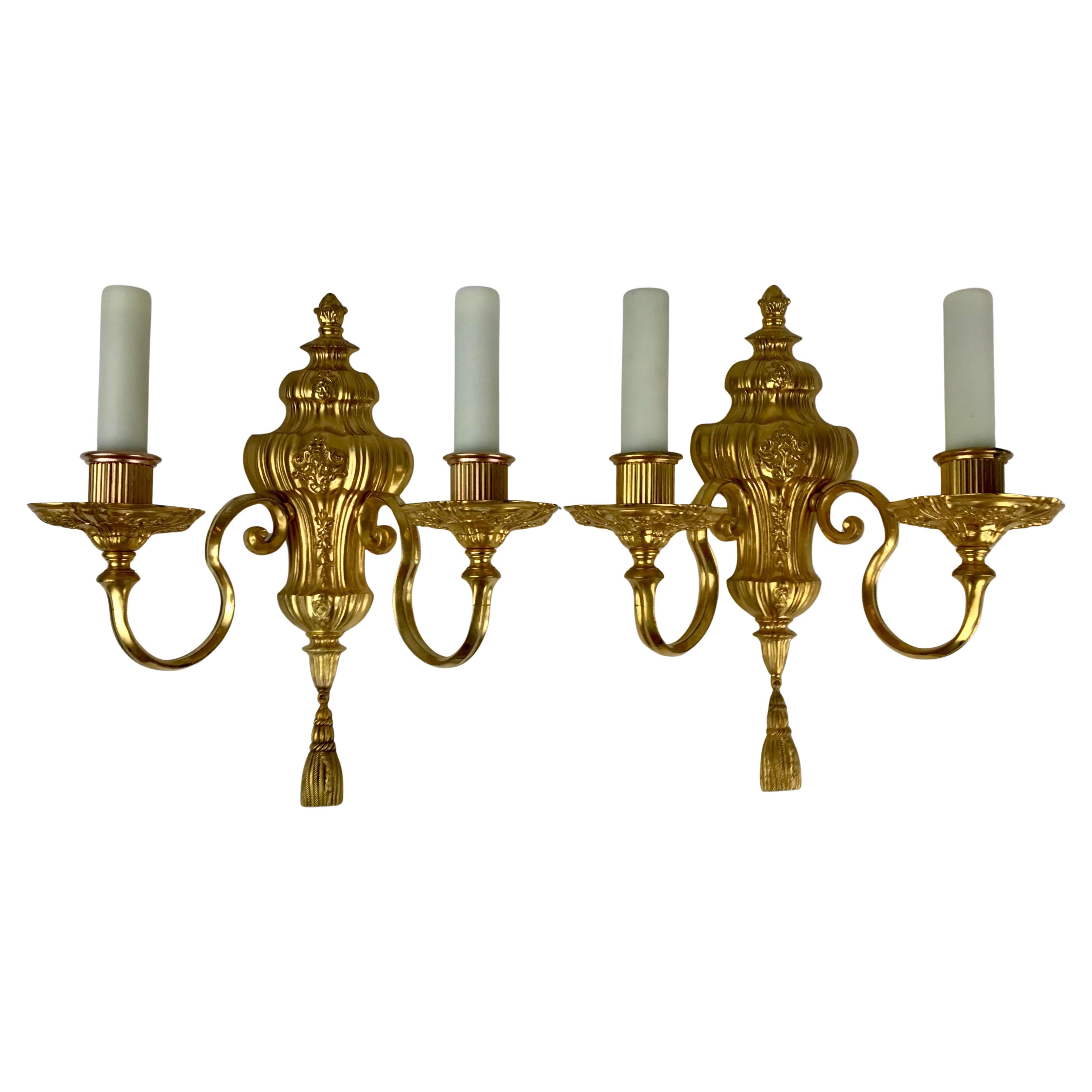 Paar vergoldete Bronze-Wandleuchter im frühen georgianischen Stil, E. F. Caldwell zugeschrieben
