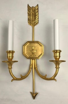 Pair Gilt Bronze Empire Style Sconces By E. F. Caldwell