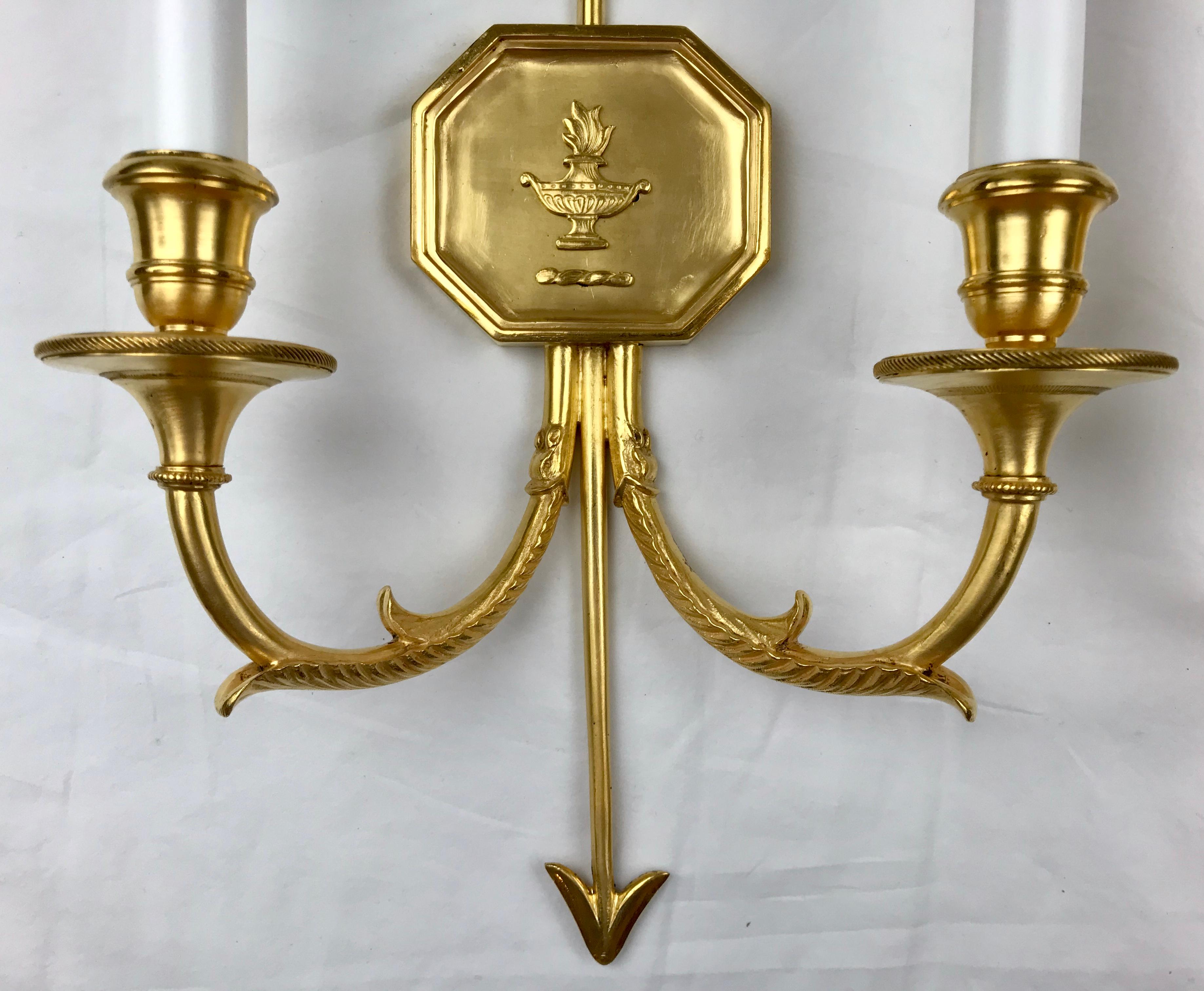 Coppia di sconsole in bronzo dorato in stile Impero di E. F. A. Caldwell in vendita 1