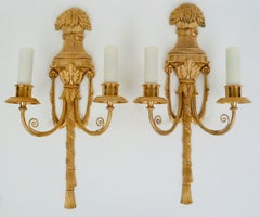 Pair Gilt Bronze Federal Style Neo-Classical Sconces by E. F. Caldwell