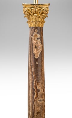Pair Bronze Mounted Alabastro Egiziano Column Lamps, after Luigi Valadier