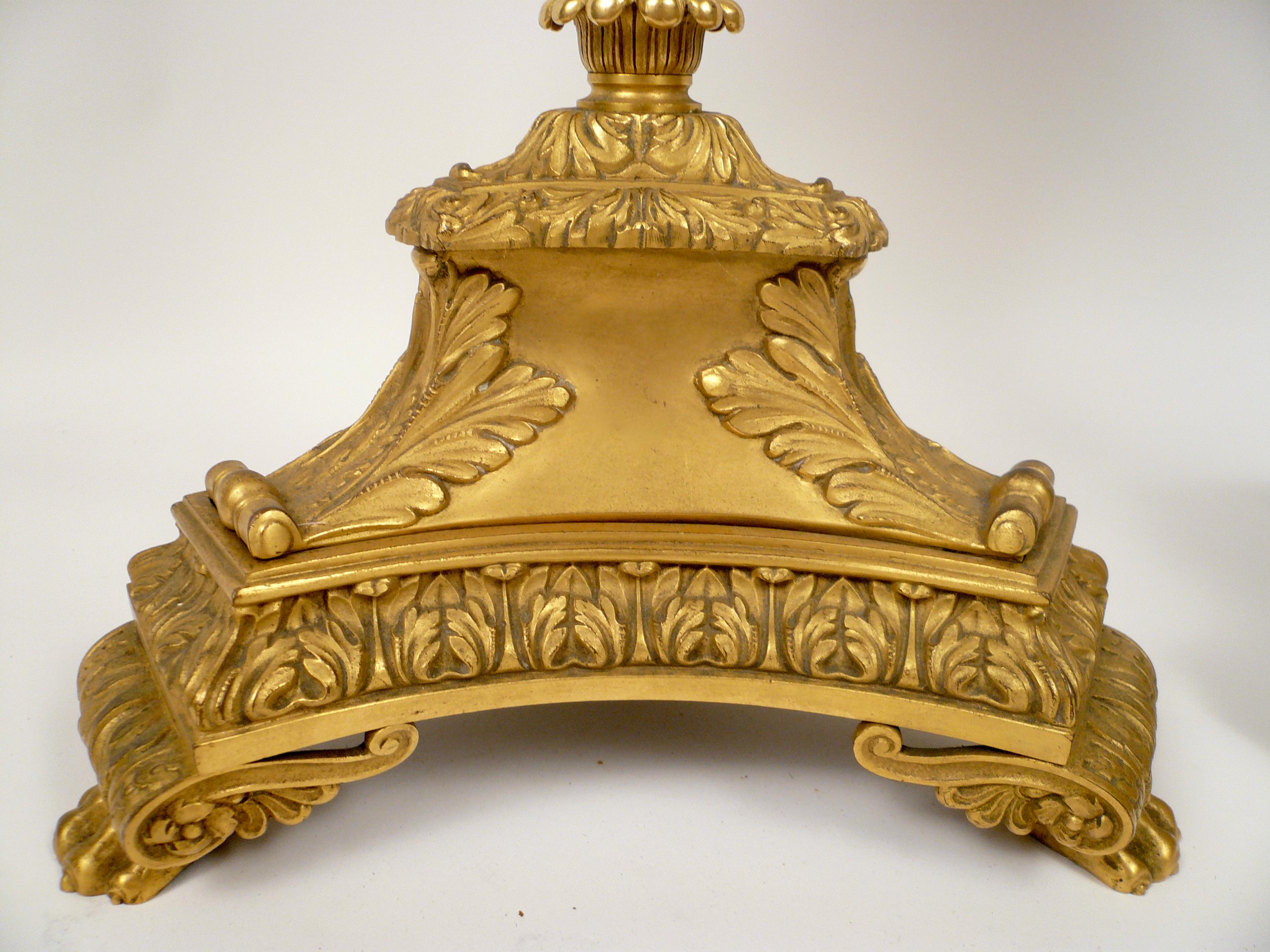 Belle Époque Pair Gilt Bronze Neo-Classical Candelabra Lamps Signed E. F, Caldwell For Sale