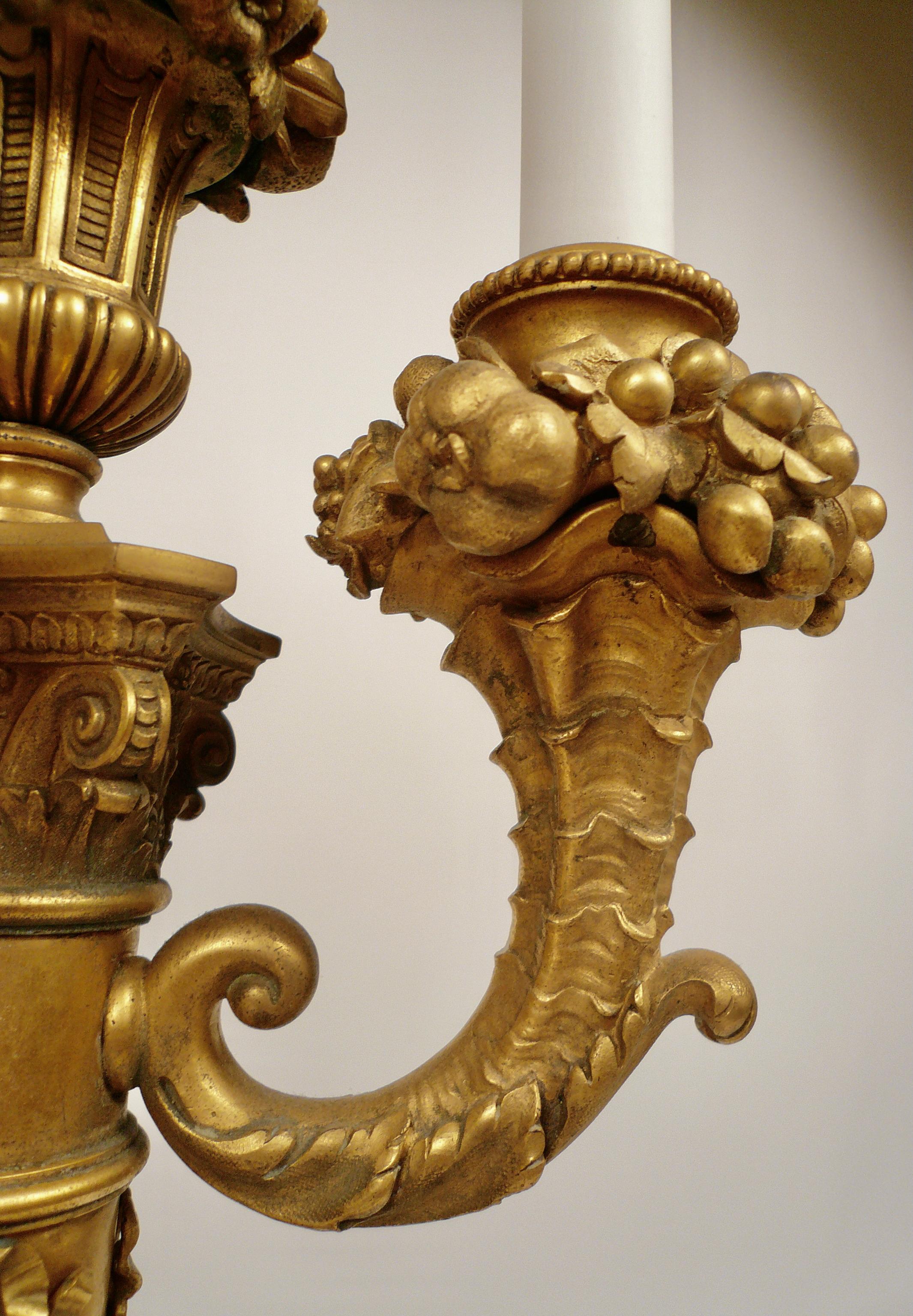 Pair Gilt Bronze Neo-Classical Candelabra Lamps Signed E. F, Caldwell In Good Condition For Sale In Pittsburgh, PA