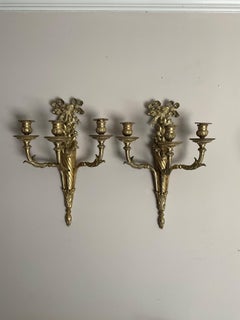 Pair gilt bronze sconces