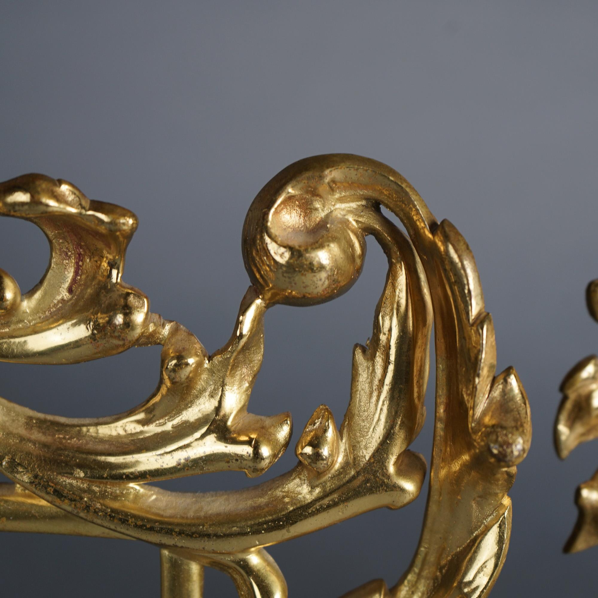 Pair Gilt Cast Bronze Figural Cherub & Foliate Form Frames 20th C For Sale 1