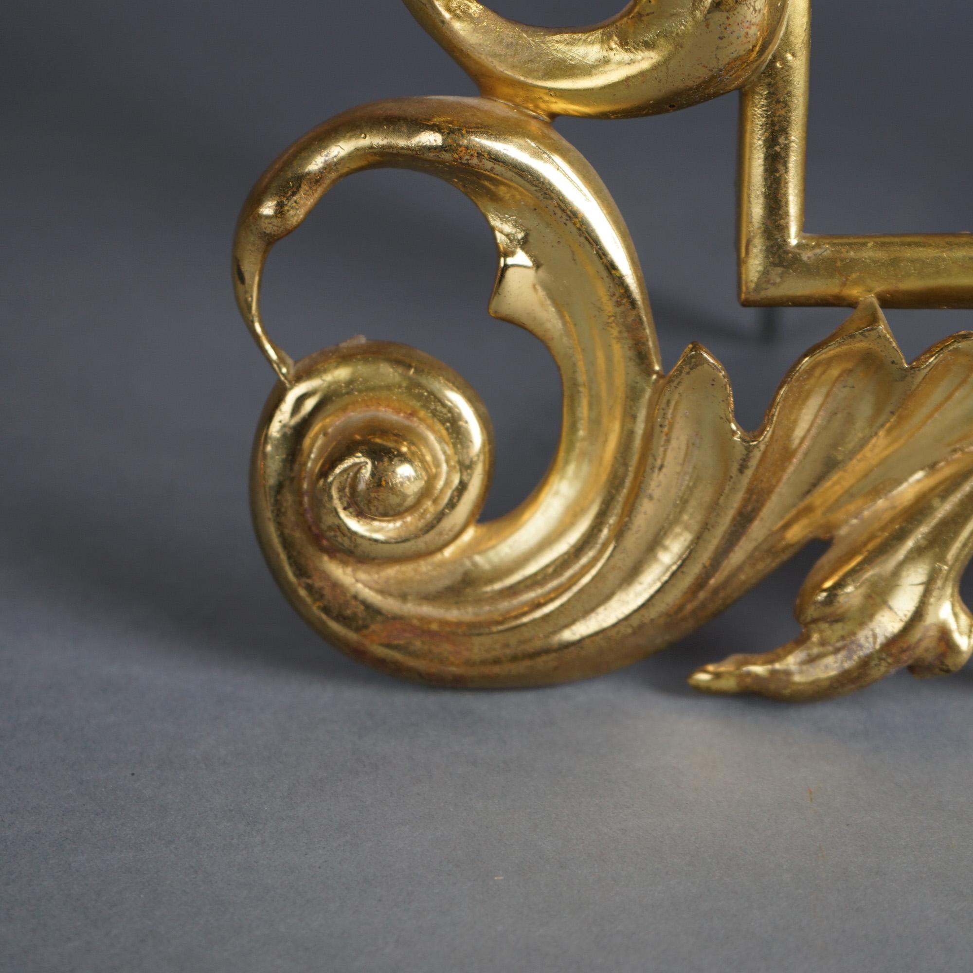 Pair Gilt Cast Bronze Figural Cherub & Foliate Form Frames 20th C For Sale 3