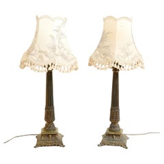 Paar vergoldete korinthische Säulenlampen Regency Table Lights