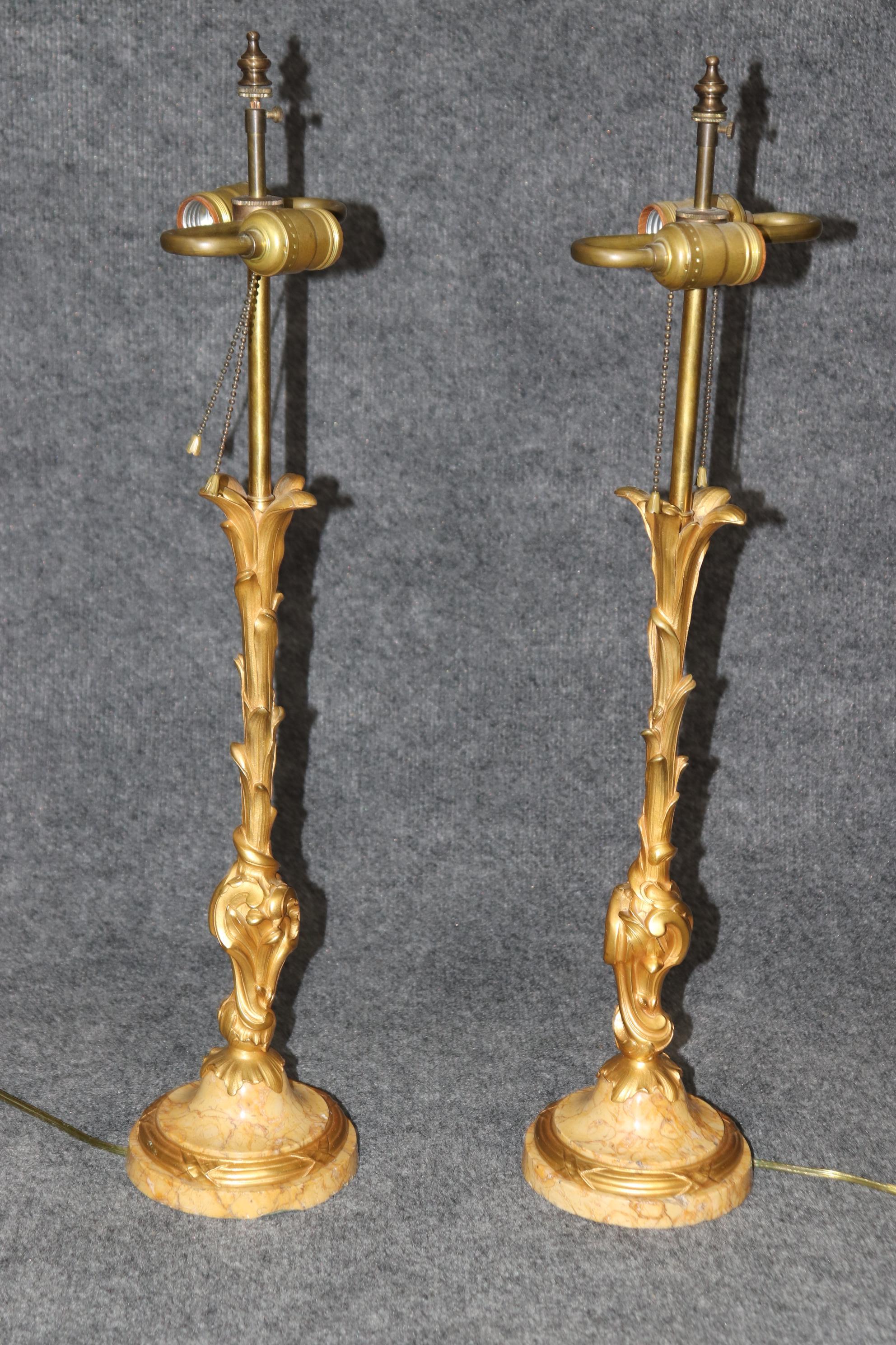 Belle Époque Pair Gilt Dore' Bronze Maison Jansen Attributed Belle Epoque Style Table Lamps For Sale