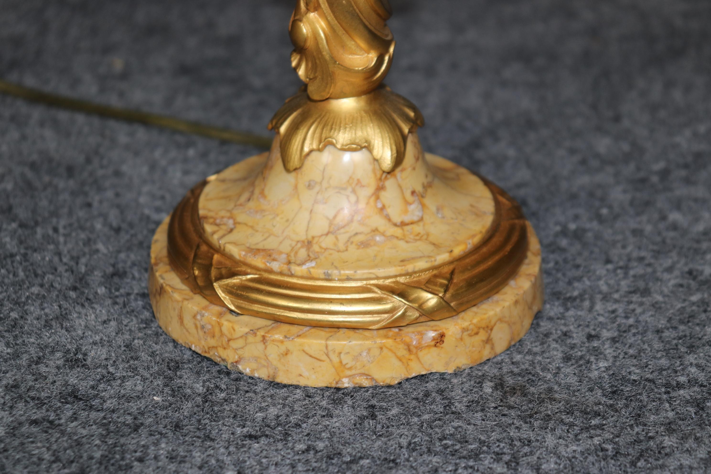 Mid-20th Century Pair Gilt Dore' Bronze Maison Jansen Attributed Belle Epoque Style Table Lamps For Sale