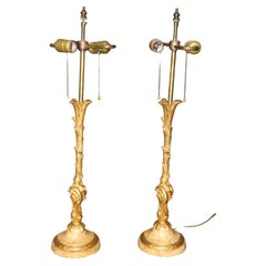 Pair Gilt Dore' Bronze Maison Jansen Attributed Belle Epoque Style Table Lamps