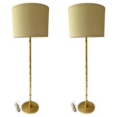 Pair Gilt Faux Bamboo Floor Lamps